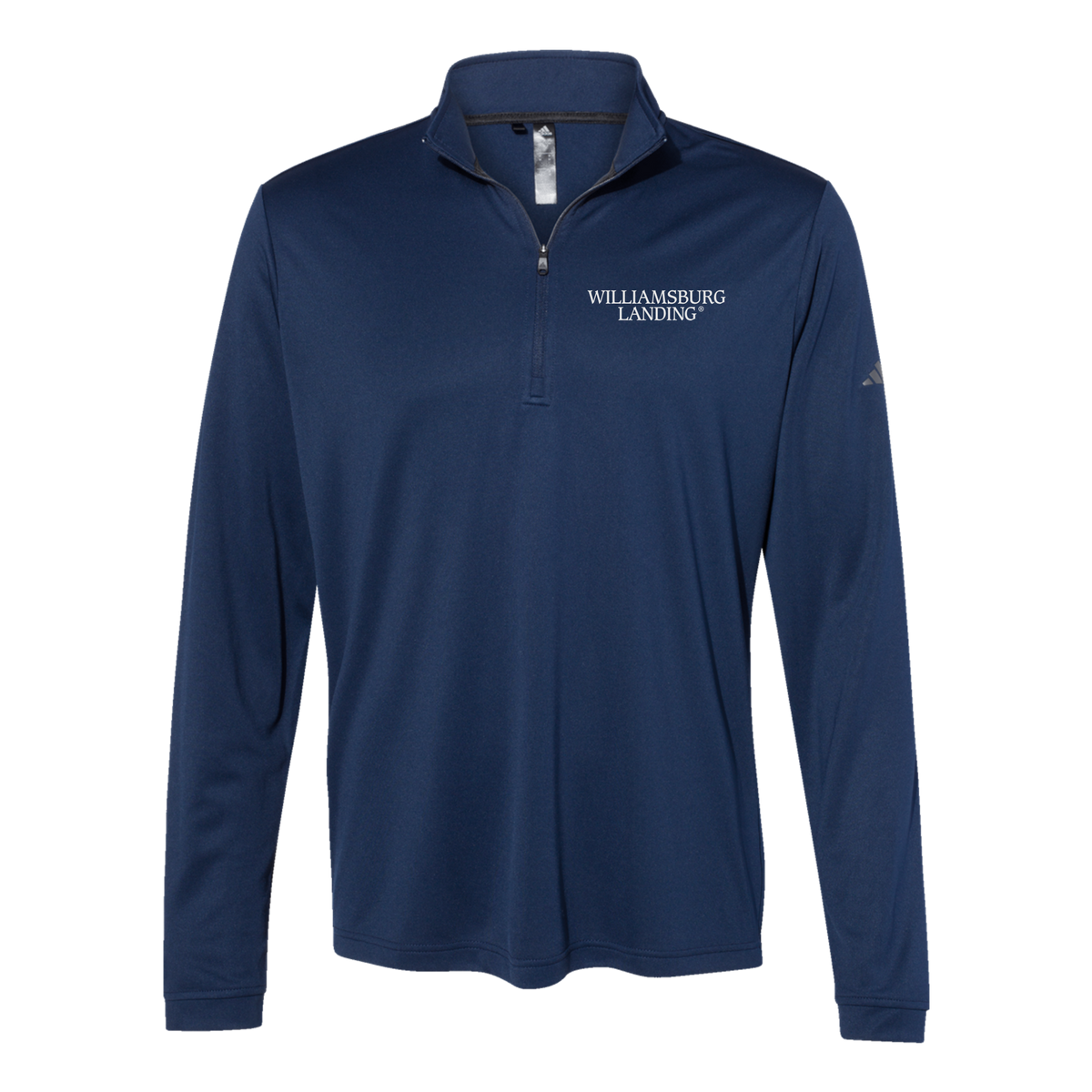 williamsburglanding-adidas-quarter-zip-embroidery-leftchest-A401-collegiatenavy-flat-front