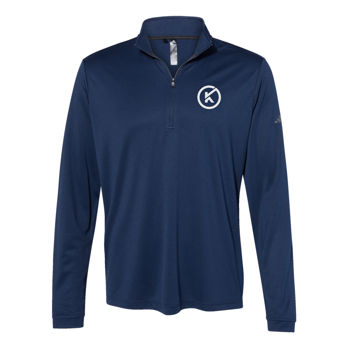 kitmanlabs-adidas-quarter-zip-embroidery-leftchest-A401-collegiatenavy-flat-front