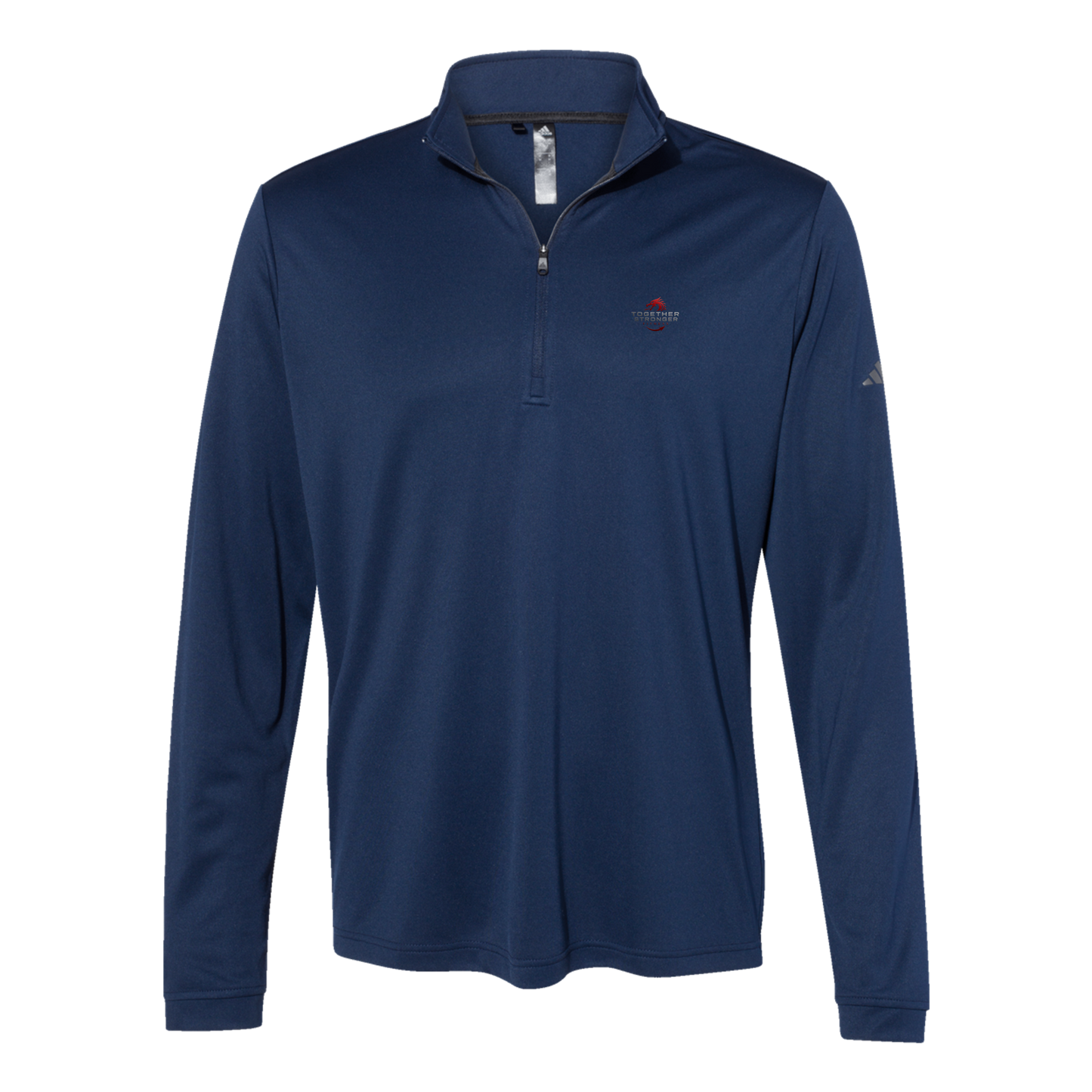 togetherstrongerfitness-adidas-quarter-zip-embroidery-leftchest-A401-collegiatenavy-flat-front