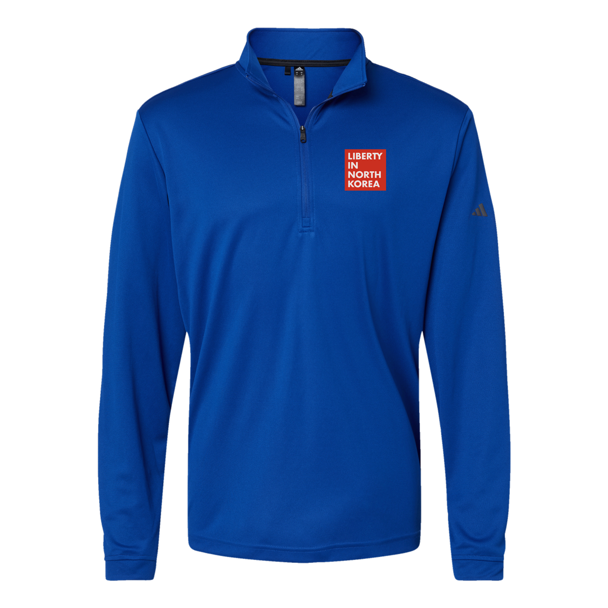 libertyinnorthkorea-adidas-quarter-zip-embroidery-leftchest-A401-collegiateroyal-flat-front