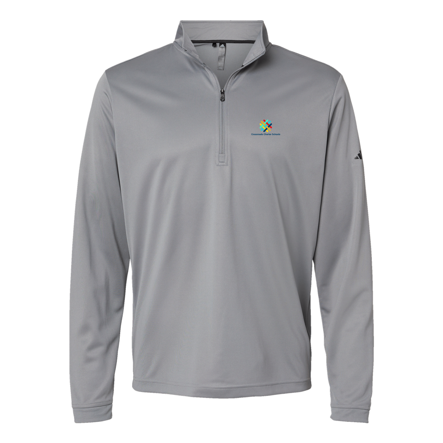 crossroadsschoolskc-adidas-quarter-zip-embroidery-leftchest-A401-greythree-flat-front