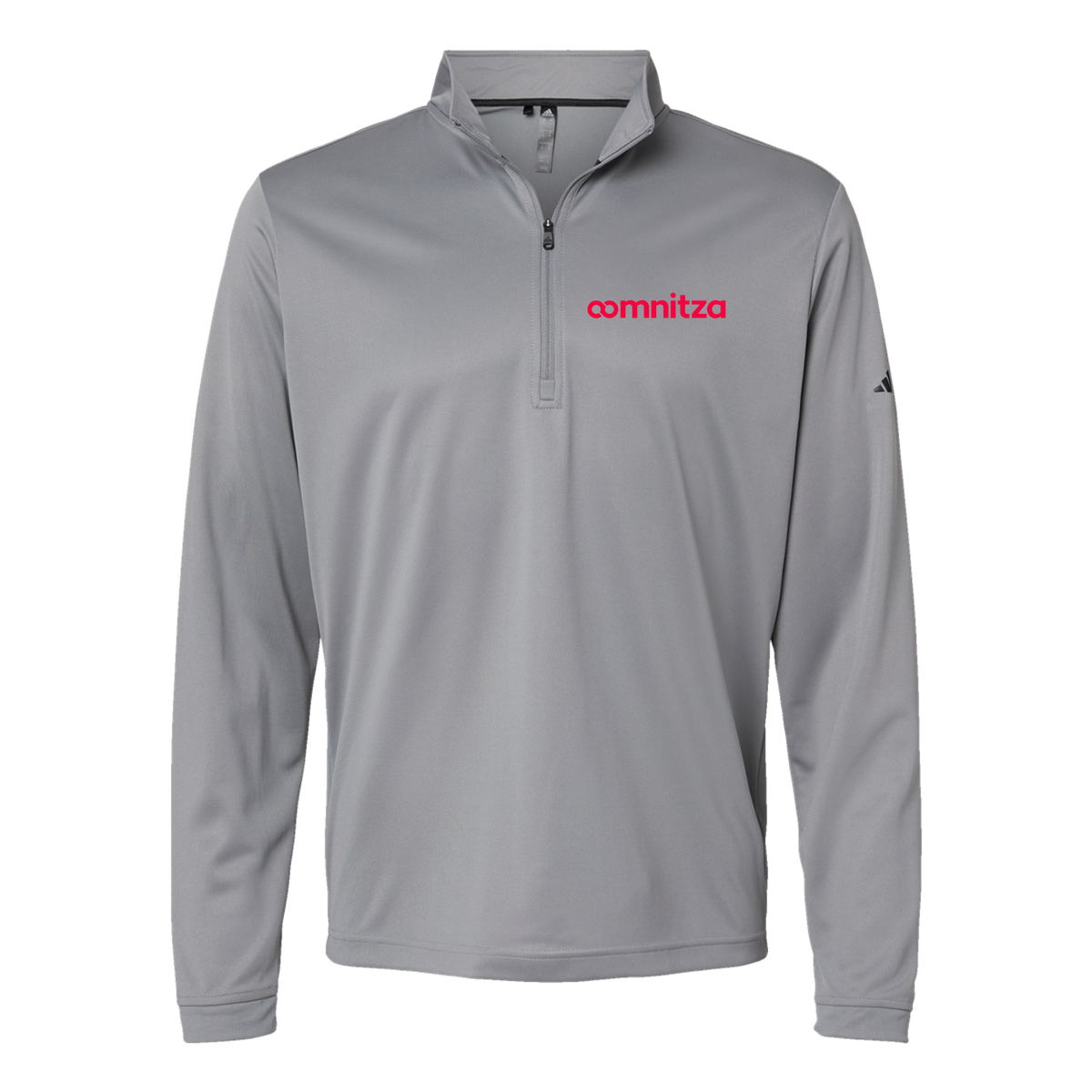 oomnitza-adidas-quarter-zip-embroidery-leftchest-A401-greythree-flat-front