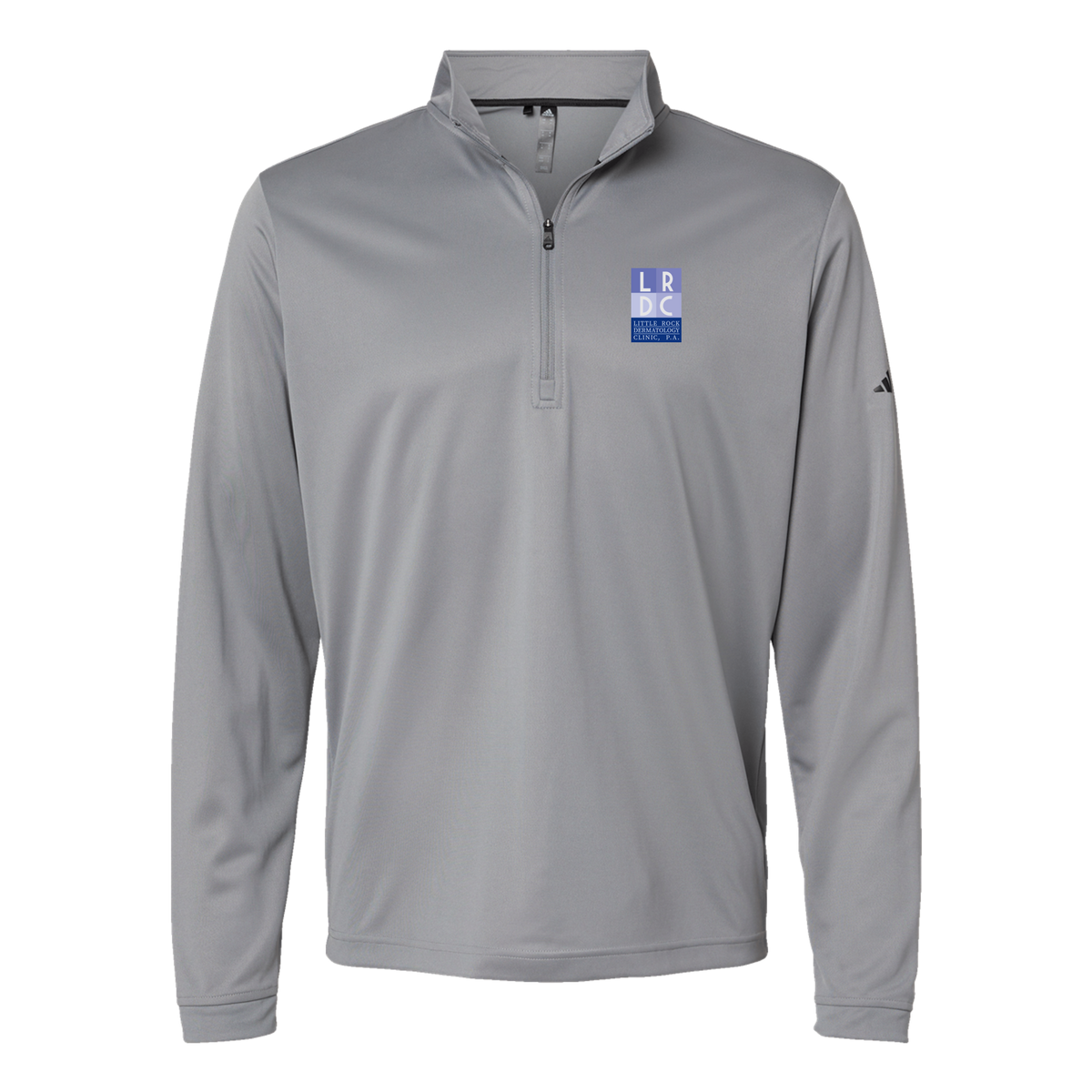 littlerockdermatology-adidas-quarter-zip-embroidery-leftchest-A401-greythree-flat-front
