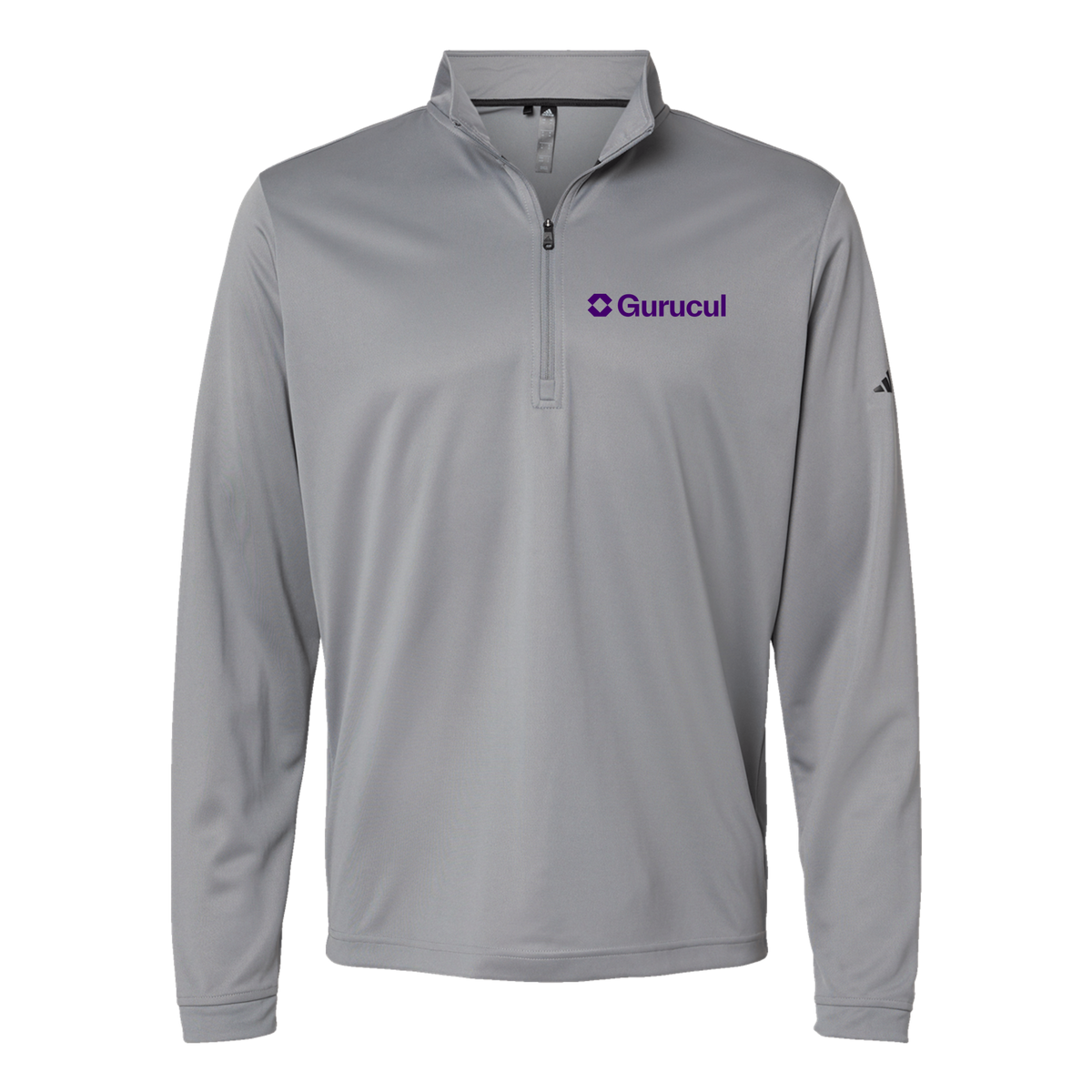 gurucul-adidas-quarter-zip-embroidery-leftchest-A401-greythree-flat-front