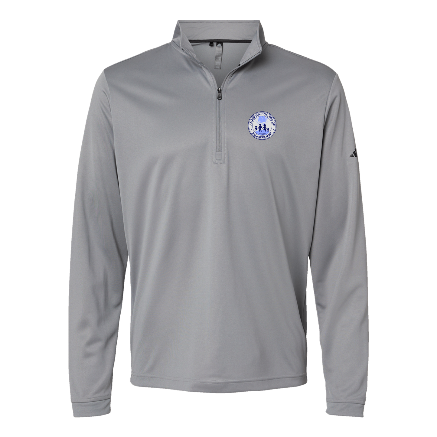 acpeds-adidas-quarter-zip-embroidery-leftchest-A401-greythree-flat-front