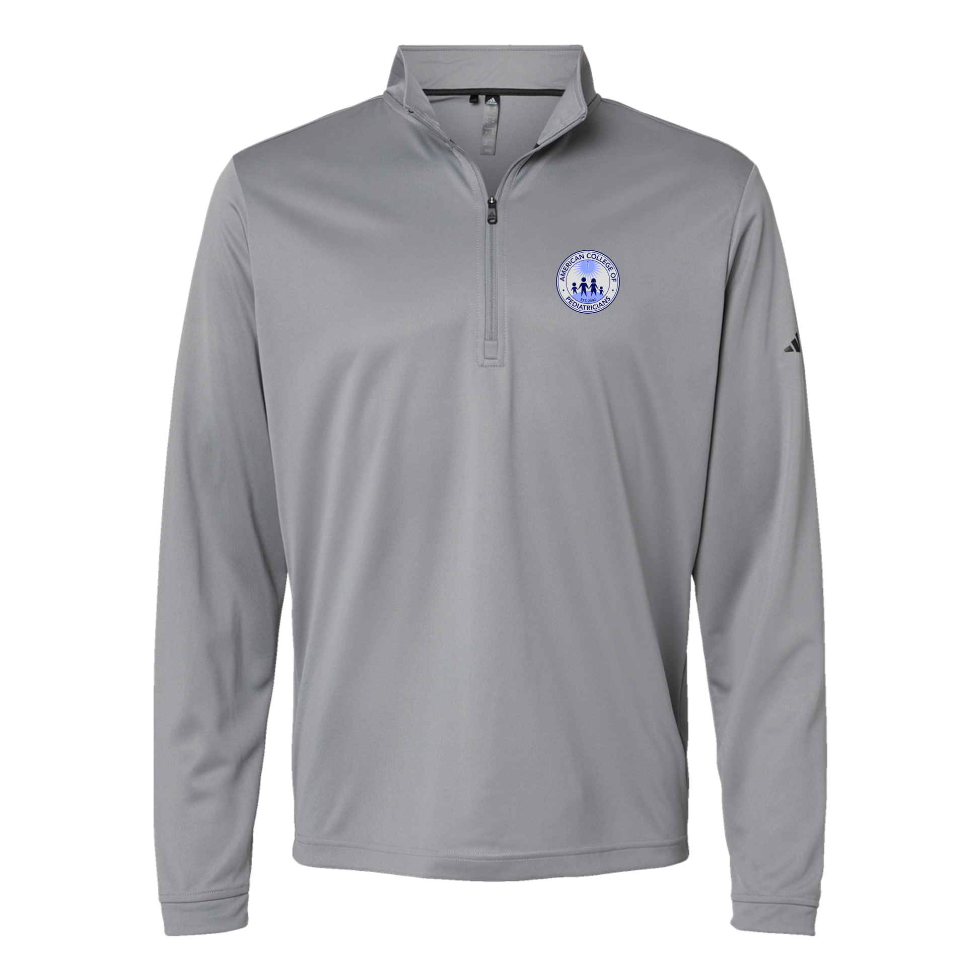 acpeds-adidas-quarter-zip-embroidery-leftchest-A401-greythree-flat-front
