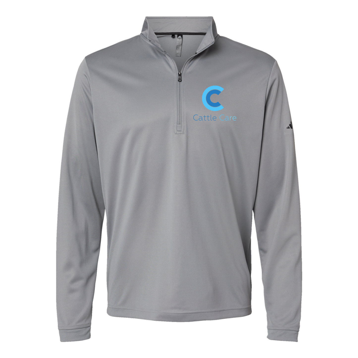 cattle-care-adidas-quarter-zip-embroidery-leftchest-A401-greythree-flat-front