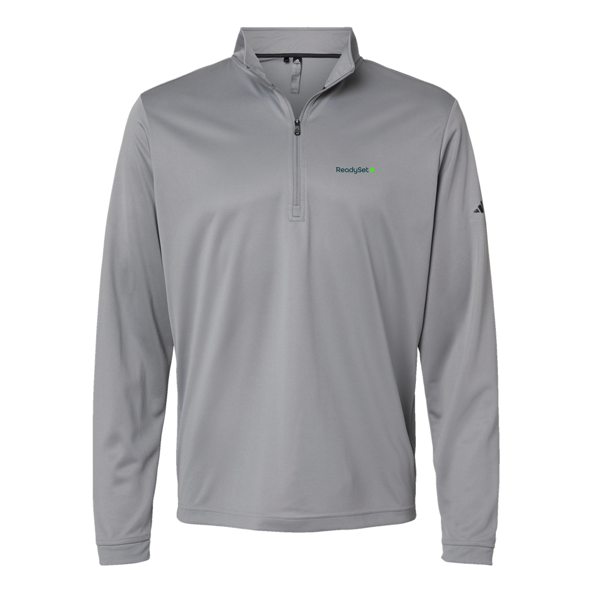 readysetsurgical-adidas-quarter-zip-embroidery-leftchest-A401-greythree-flat-front