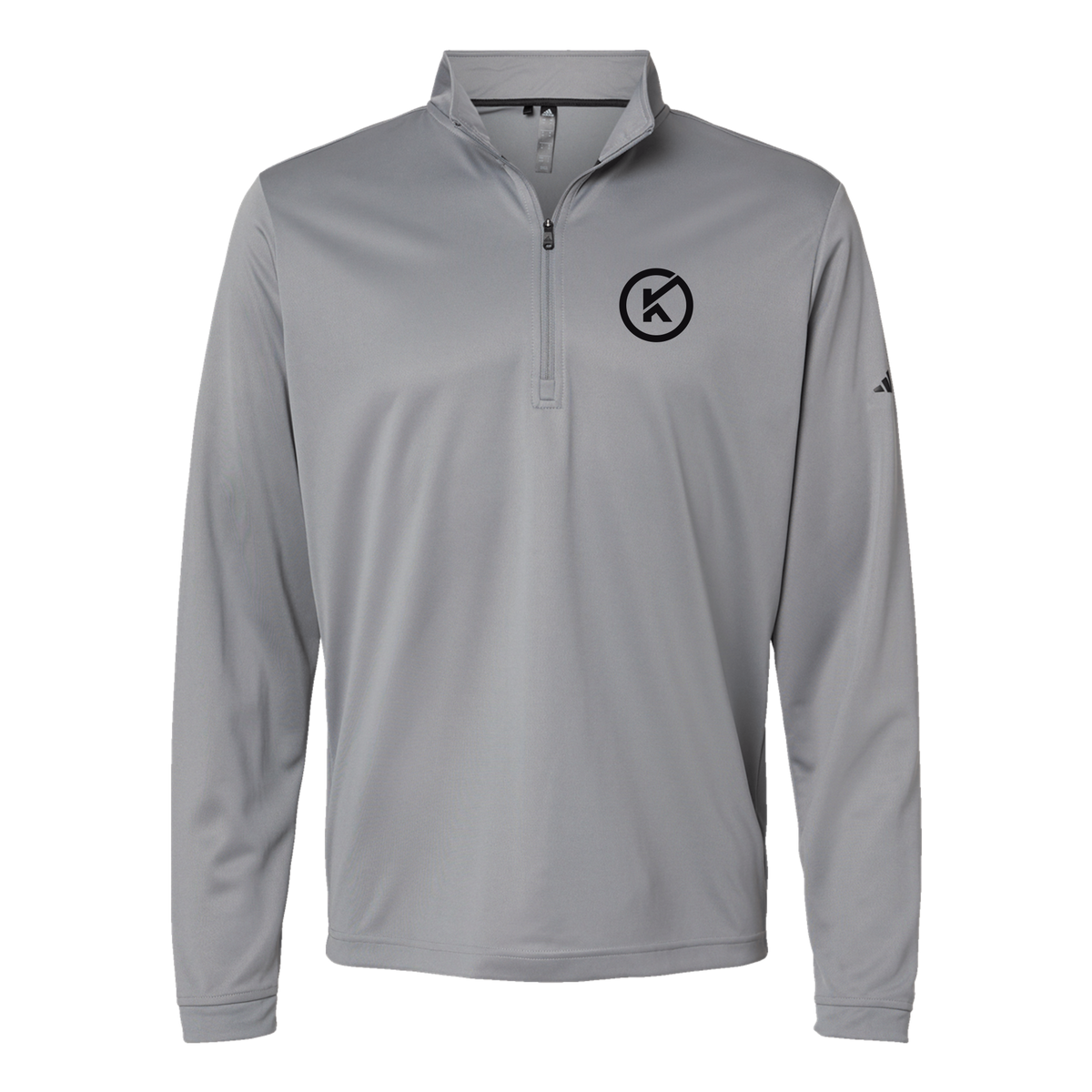 kitmanlabs-adidas-quarter-zip-embroidery-leftchest-A401-greythree-flat-front