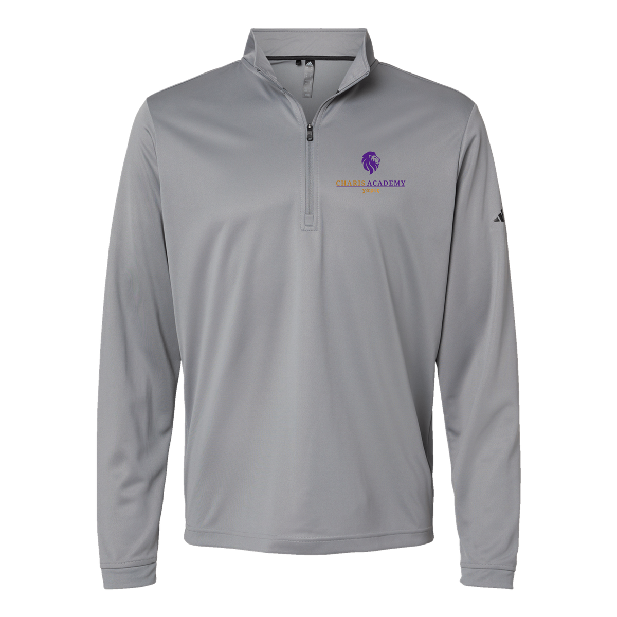cahazleton-adidas-quarter-zip-embroidery-leftchest-A401-greythree-flat-front
