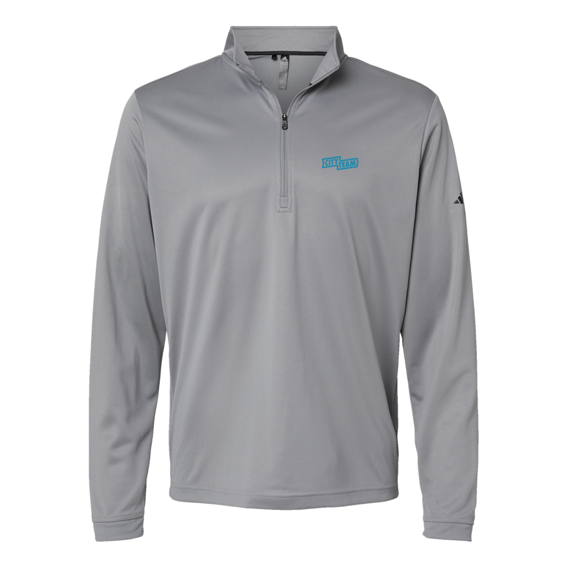 cityteam-adidas-quarter-zip-embroidery-leftchest-A401-greythree-flat-front