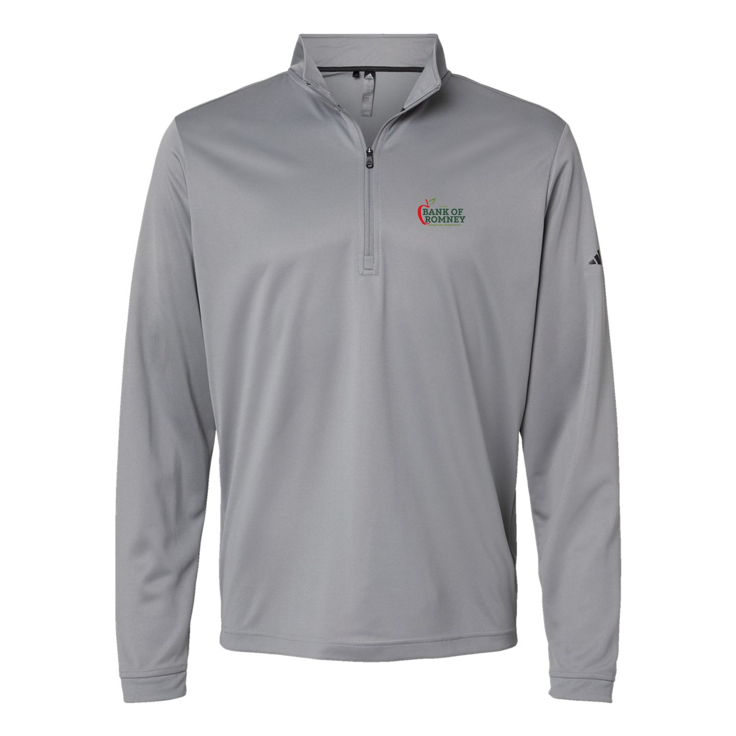 bankofromney-adidas-quarter-zip-embroidery-leftchest-A401-greythree-flat-front