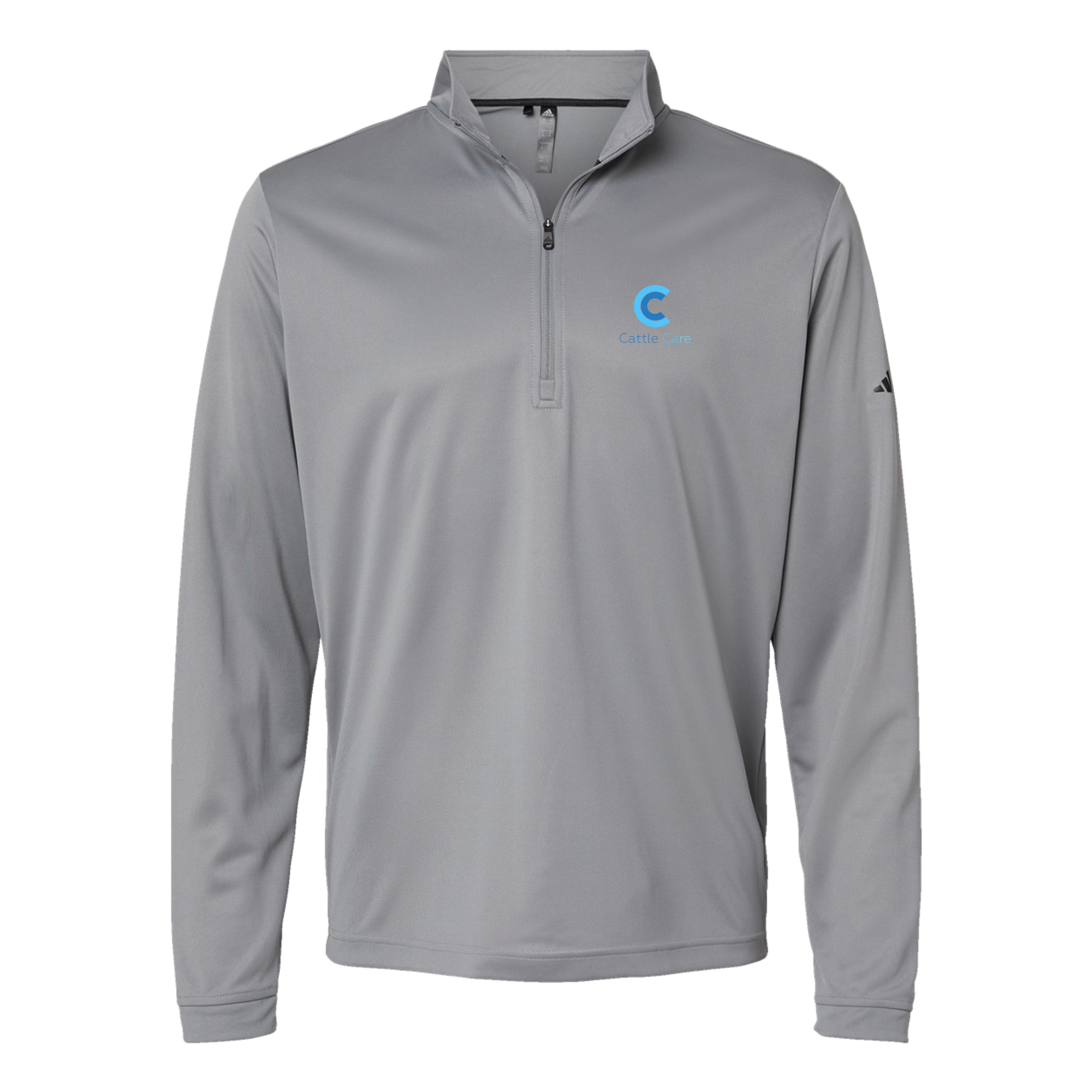 cattle-care-adidas-quarter-zip-embroidery-leftchest-A401-greythree-flat-front