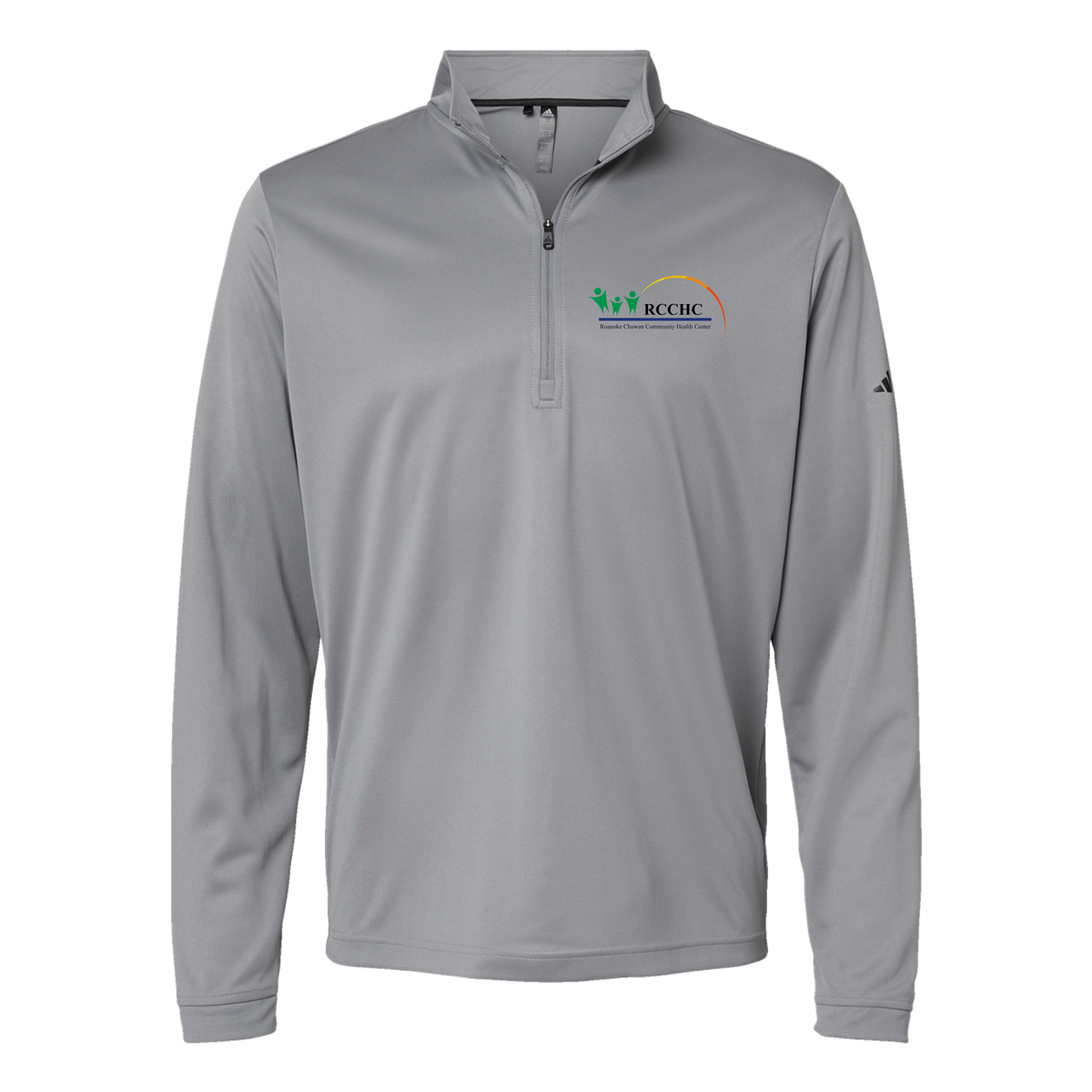 rcchc-adidas-quarter-zip-embroidery-leftchest-A401-greythree-flat-front