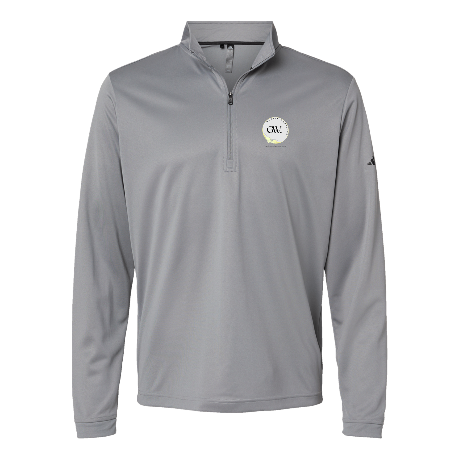 gentle-warriors-adidas-quarter-zip-embroidery-leftchest-A401-greythree-flat-front