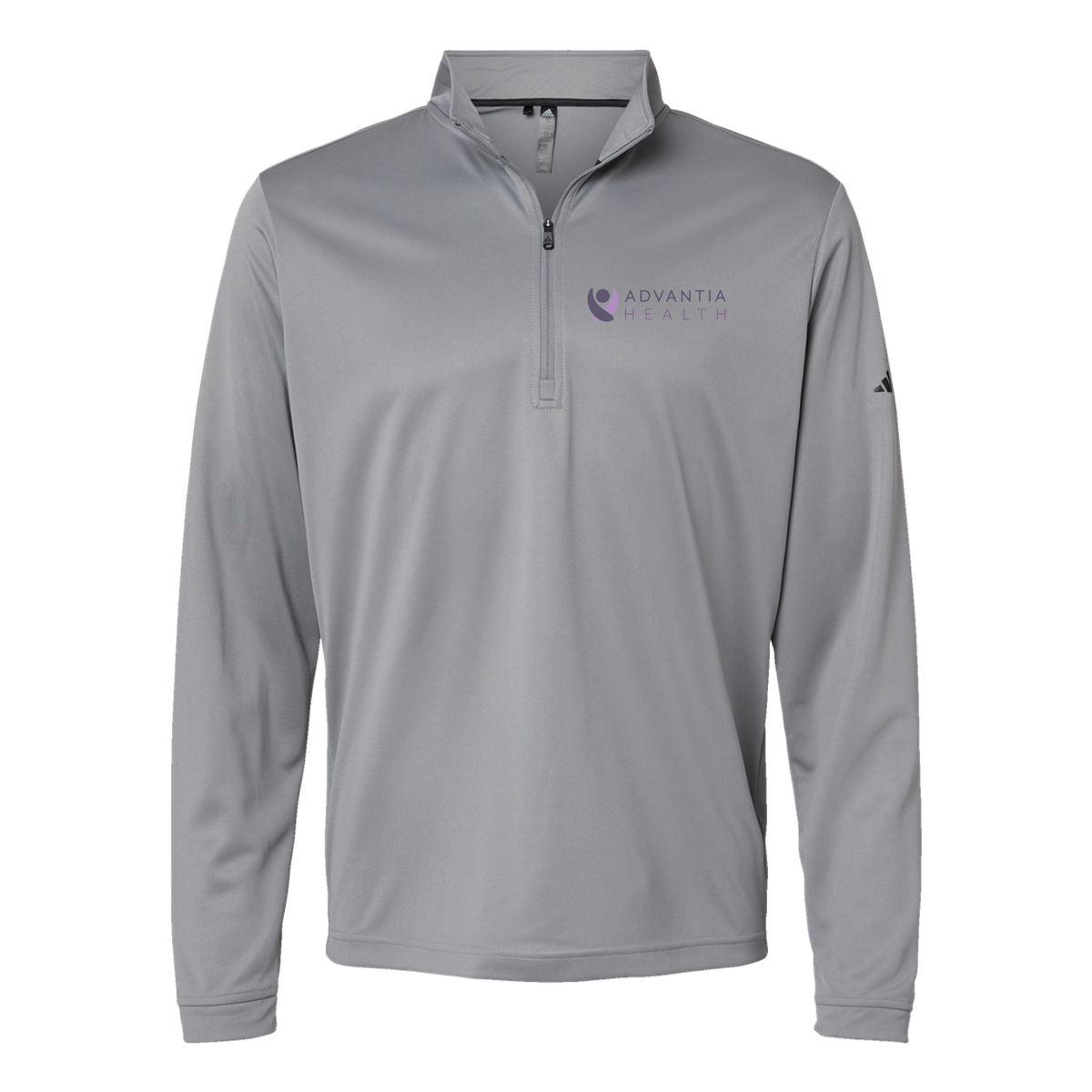 advantiahealth-adidas-quarter-zip-embroidery-leftchest-A401-greythree-flat-front