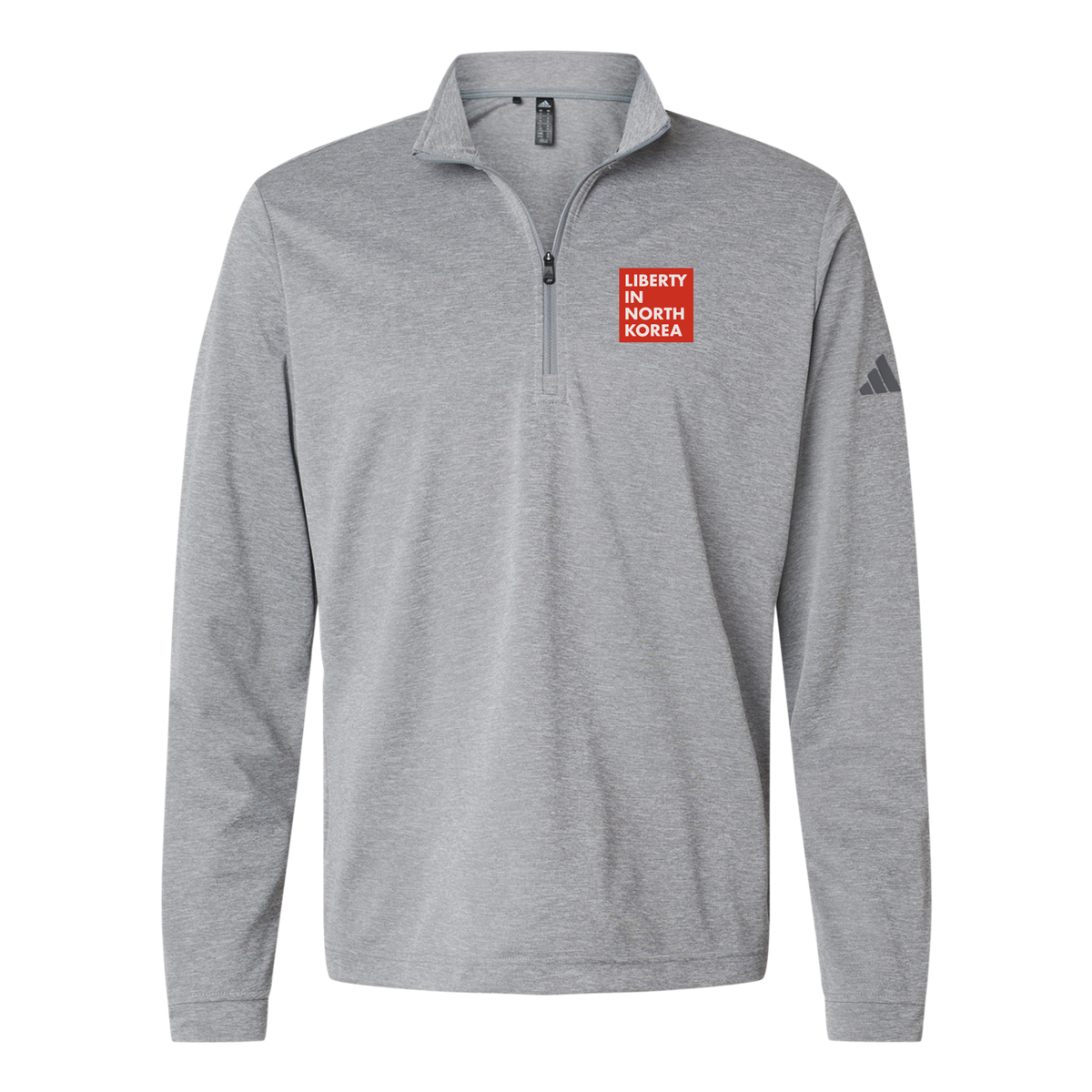 libertyinnorthkorea-adidas-quarter-zip-embroidery-leftchest-A401-greythreemelange-flat-front