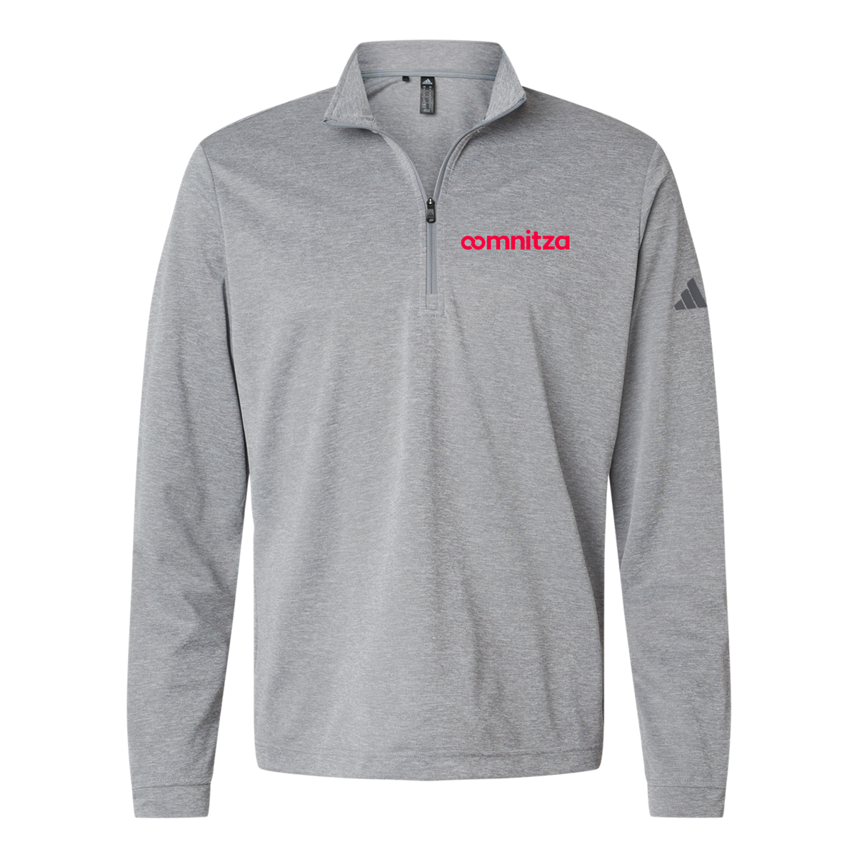 oomnitza-adidas-quarter-zip-embroidery-leftchest-A401-greythreemelange-flat-front