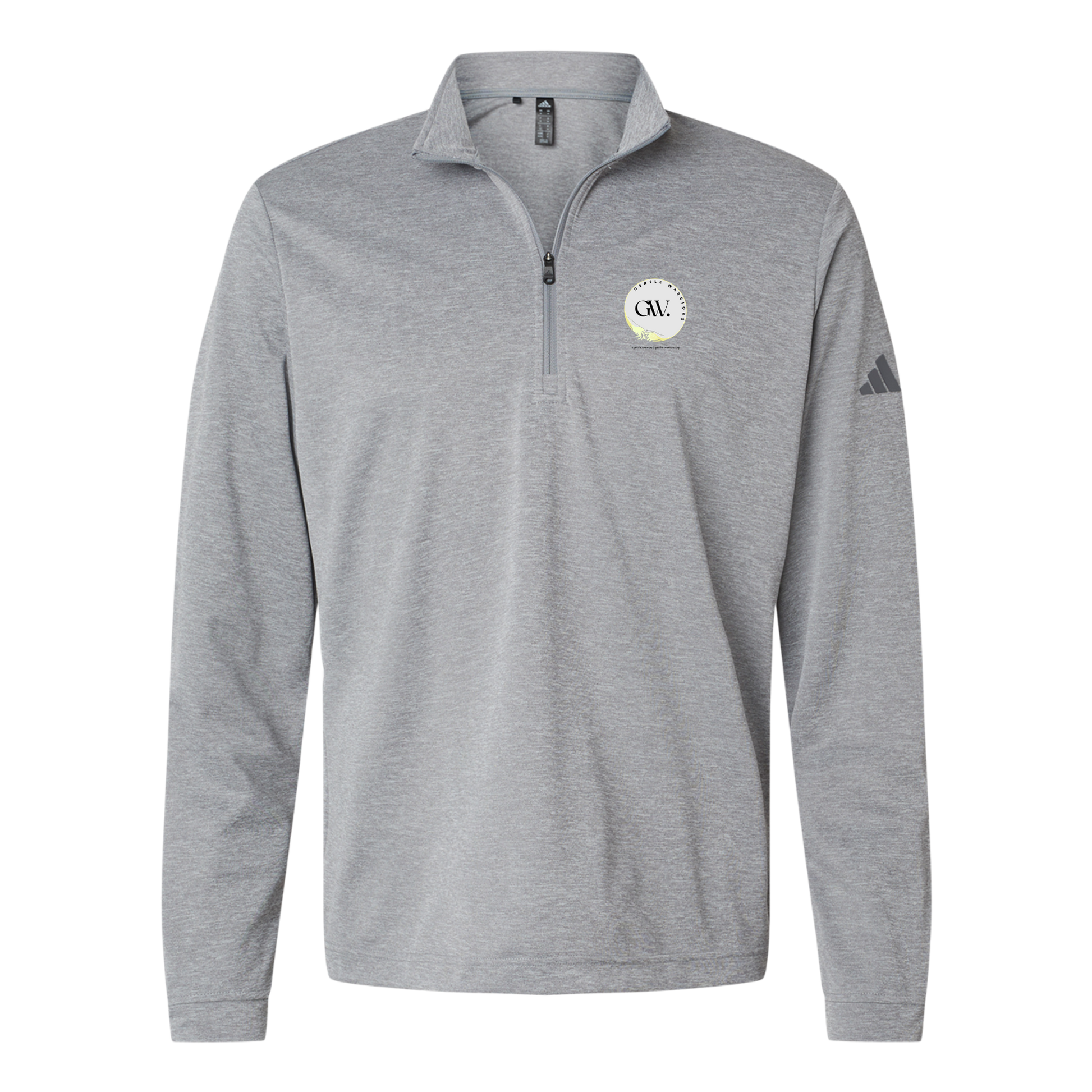 gentle-warriors-adidas-quarter-zip-embroidery-leftchest-A401-greythreemelange-flat-front