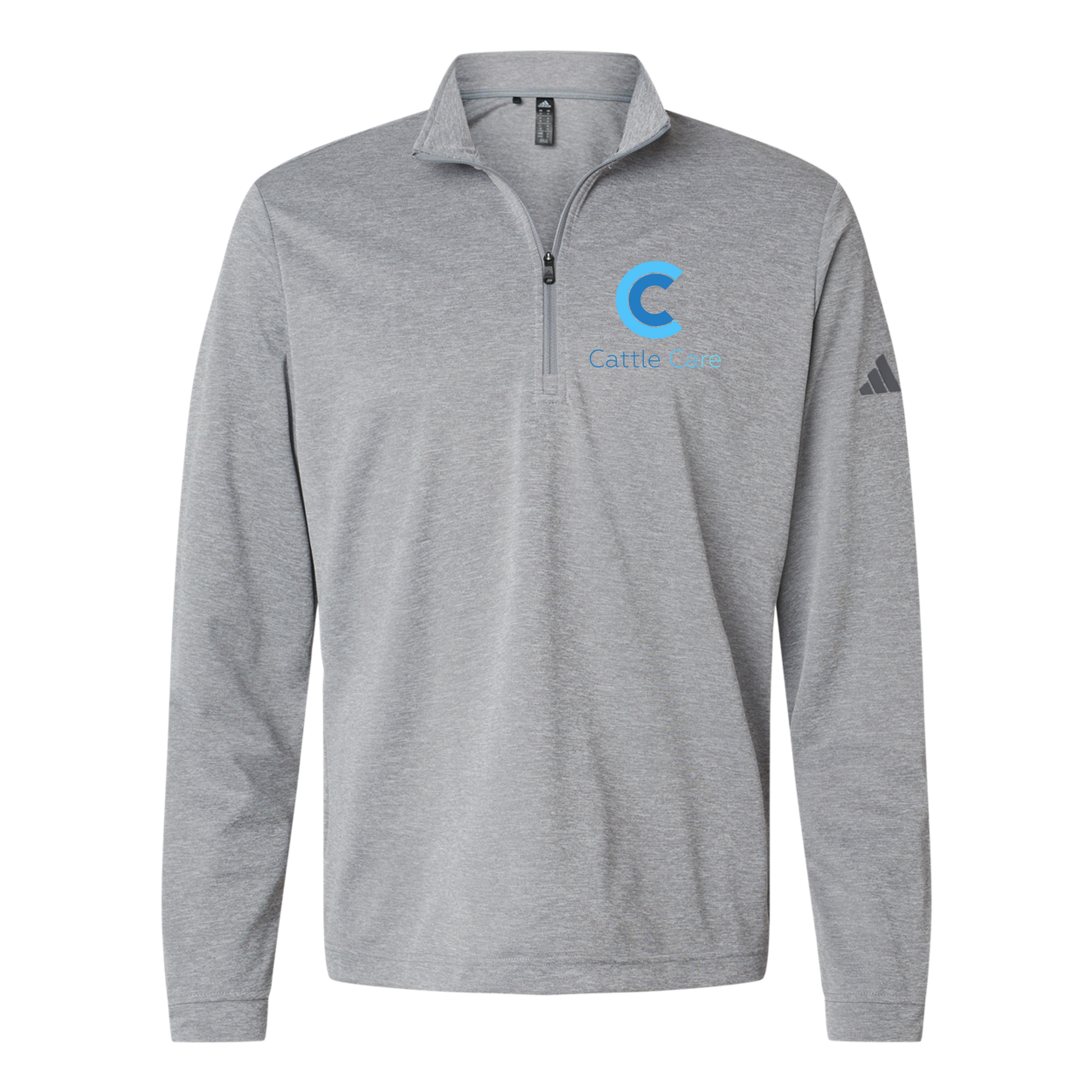 cattle-care-adidas-quarter-zip-embroidery-leftchest-A401-greythreemelange-flat-front