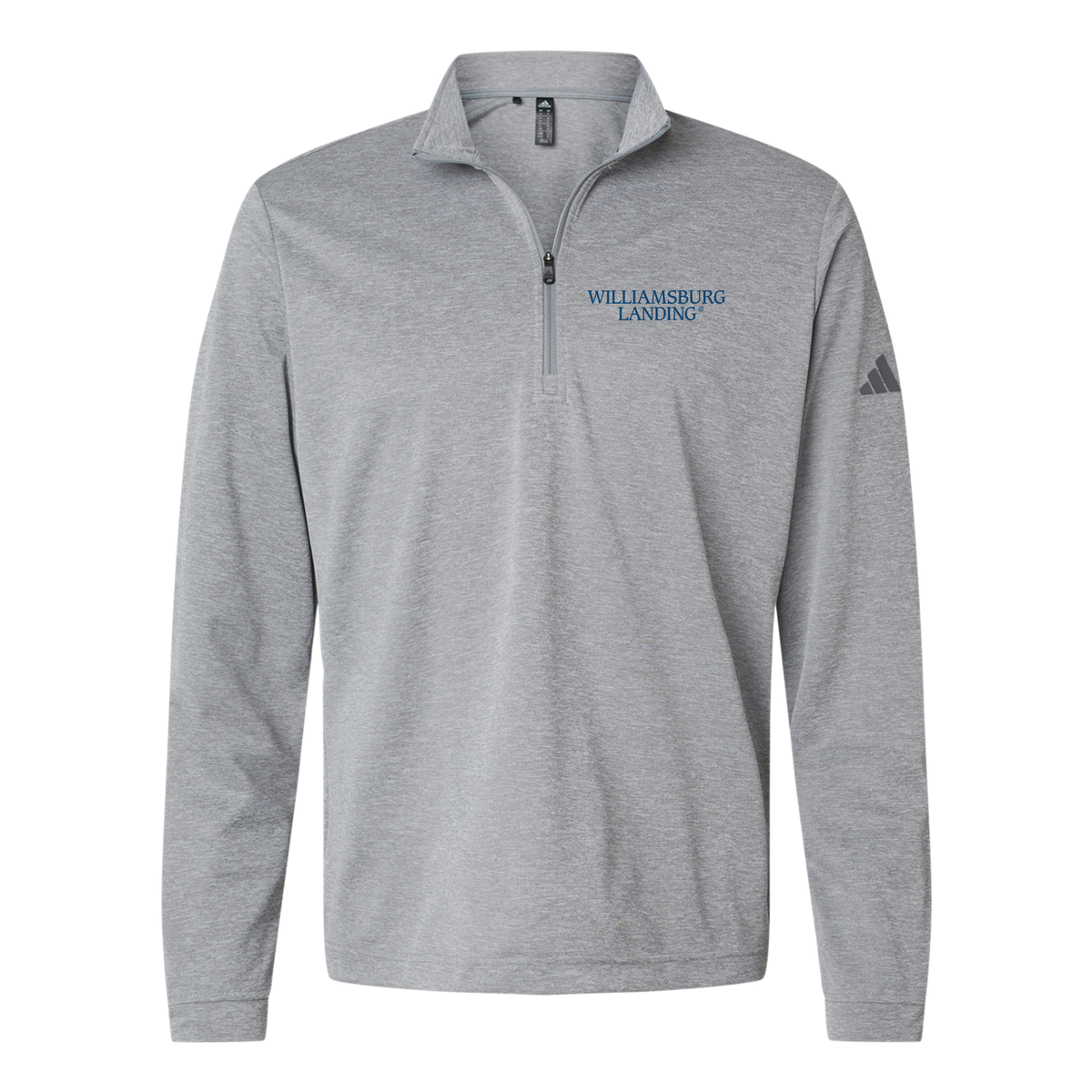 williamsburglanding-adidas-quarter-zip-embroidery-leftchest-A401-greythreemelange-flat-front