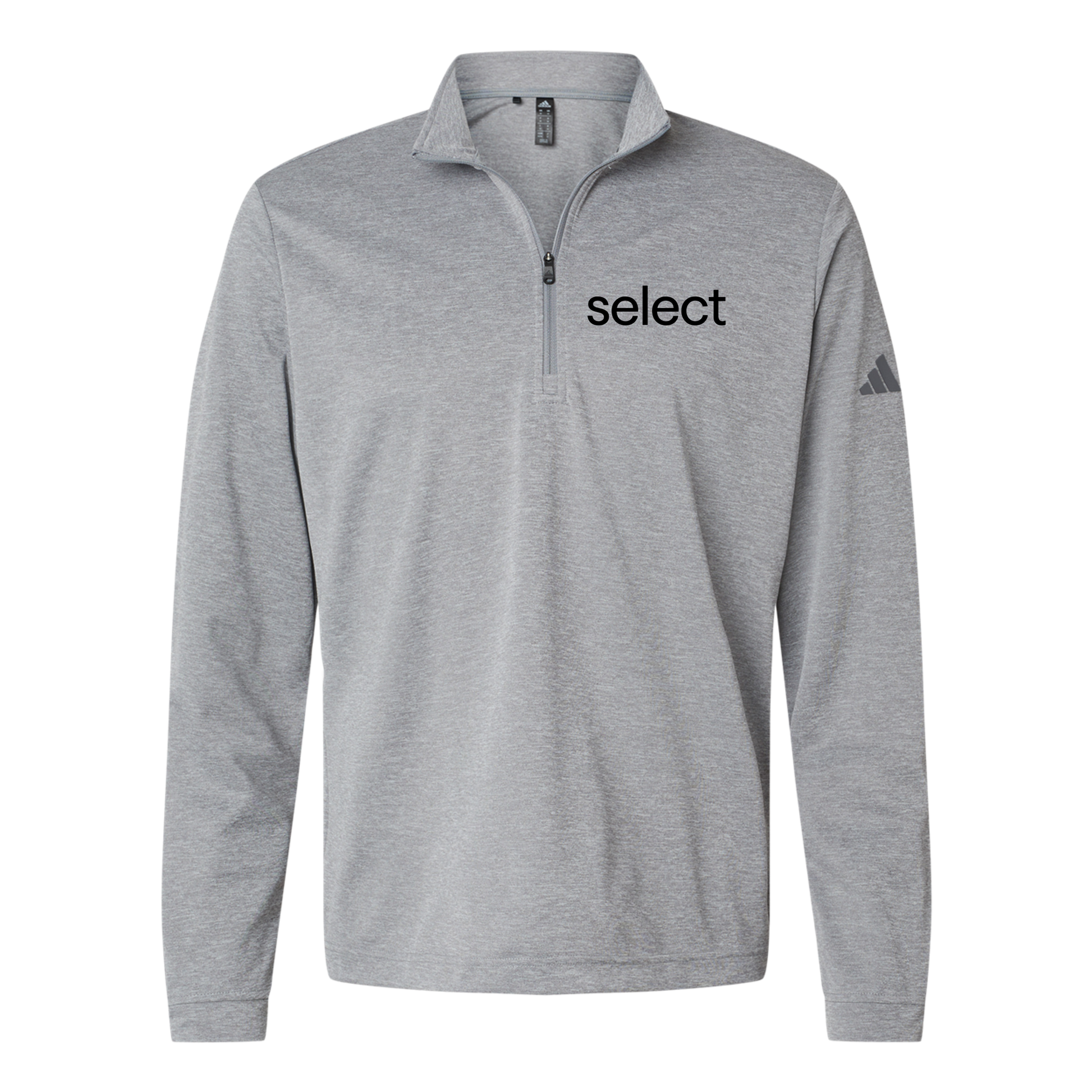 meetselect-adidas-quarter-zip-embroidery-leftchest-A401-greythreemelange-flat-front