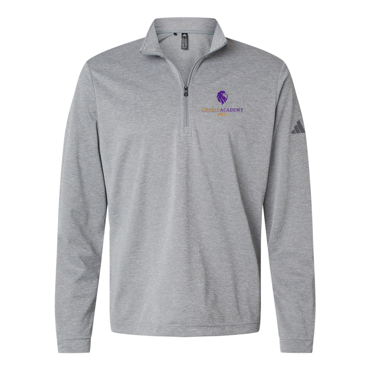 cahazleton-adidas-quarter-zip-embroidery-leftchest-A401-greythreemelange-flat-front