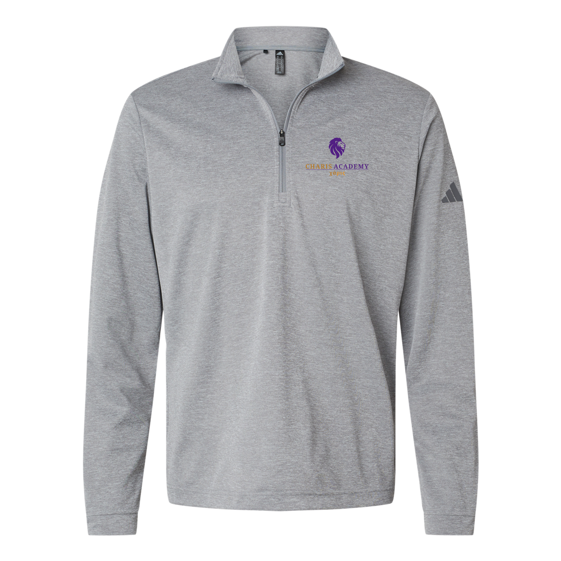 cahazleton-adidas-quarter-zip-embroidery-leftchest-A401-greythreemelange-flat-front