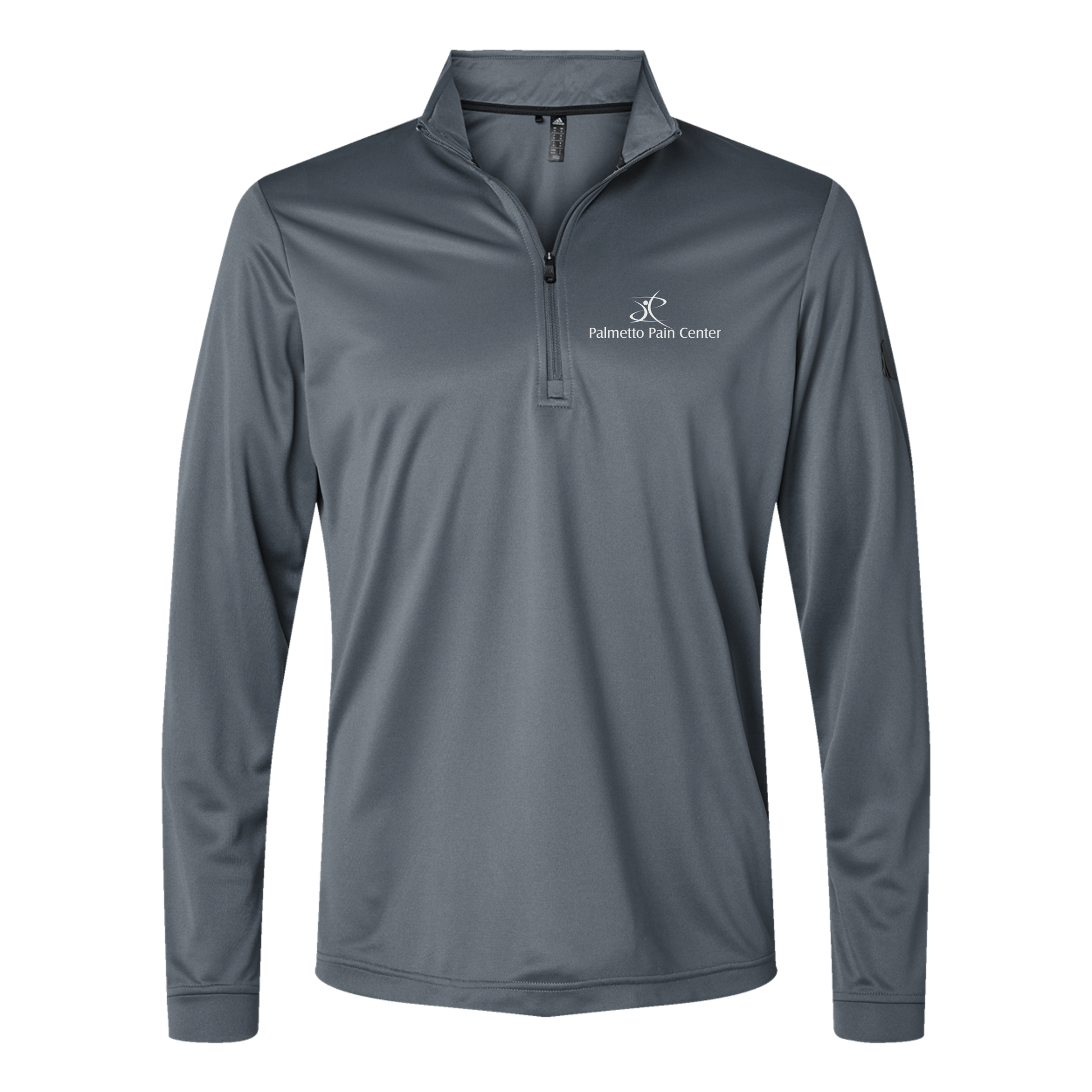 palmetto-pain-center-adidas-quarter-zip-embroidery-leftchest-A401-onix-flat-front