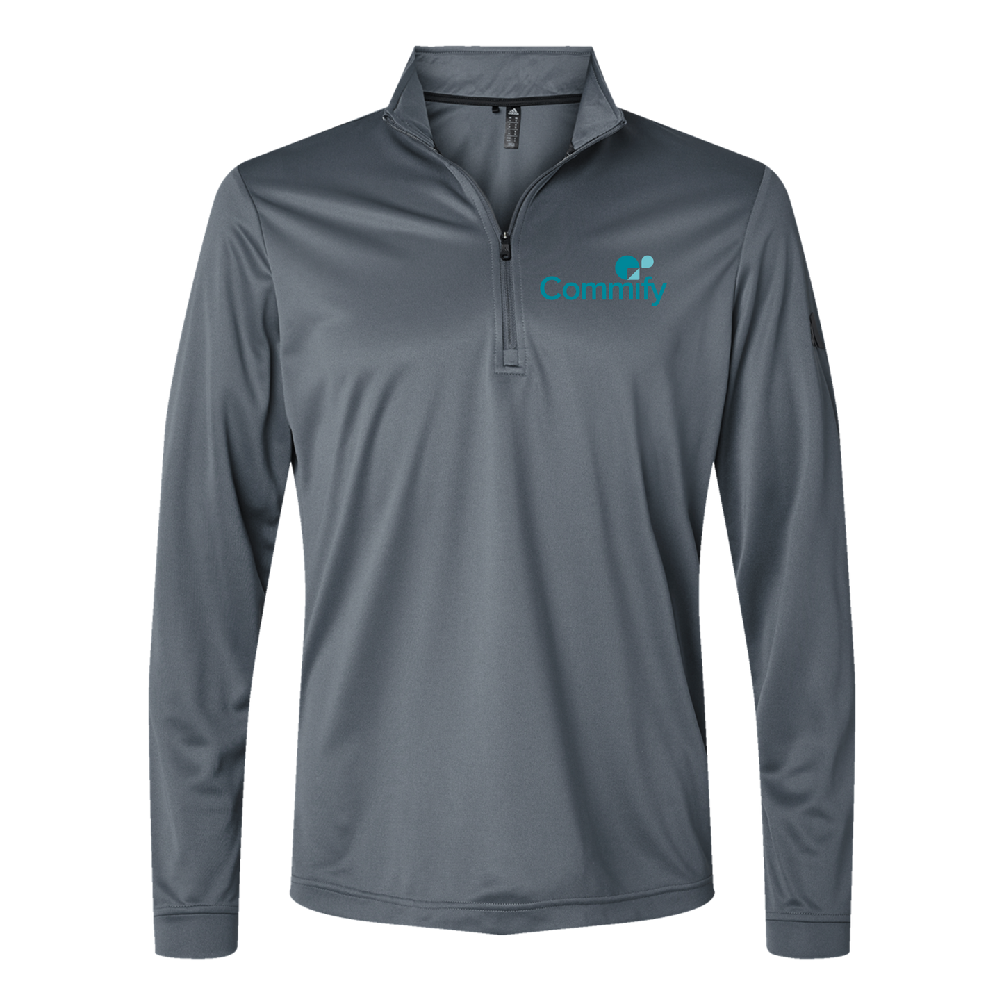 commify-adidas-quarter-zip-embroidery-leftchest-A401-onix-flat-front