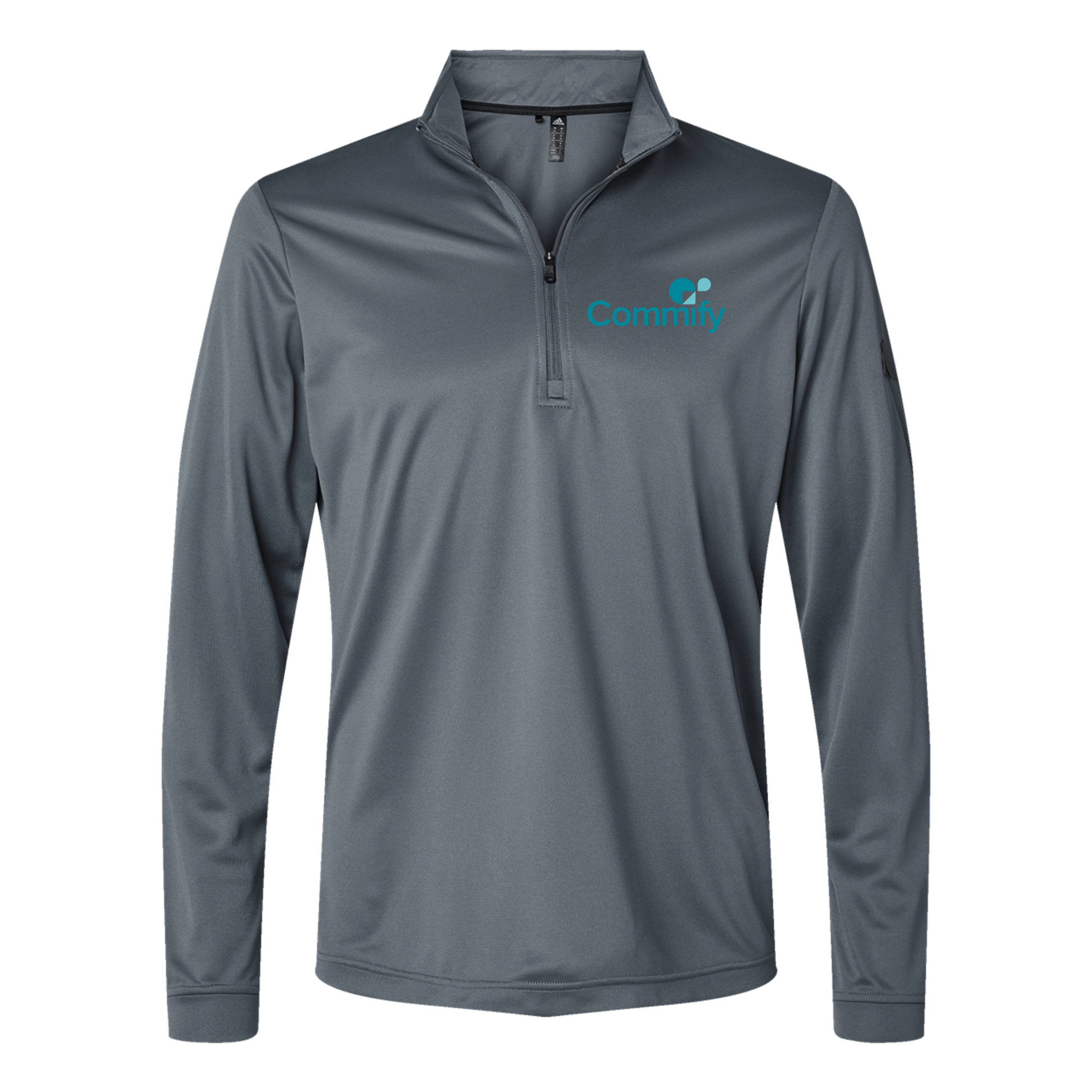 commify-adidas-quarter-zip-embroidery-leftchest-A401-onix-flat-front
