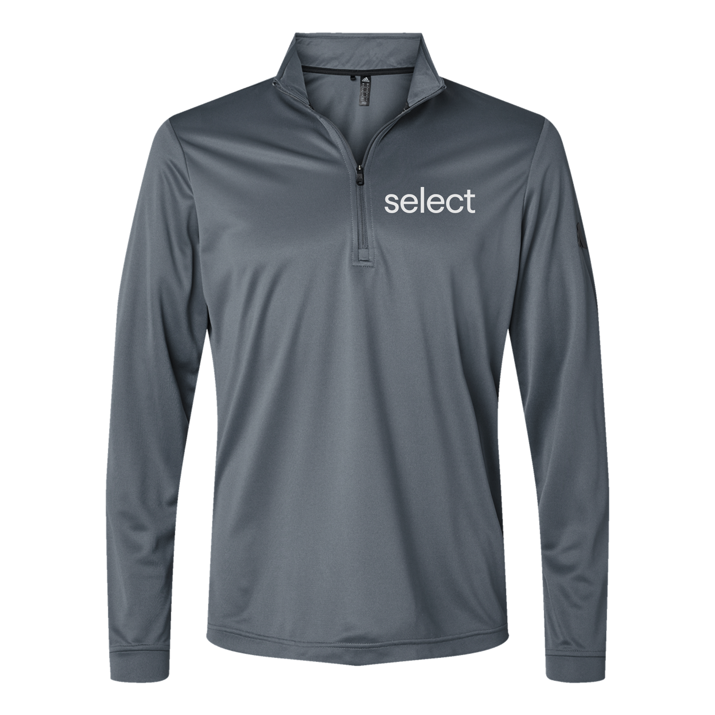meetselect-adidas-quarter-zip-embroidery-leftchest-A401-onix-flat-front
