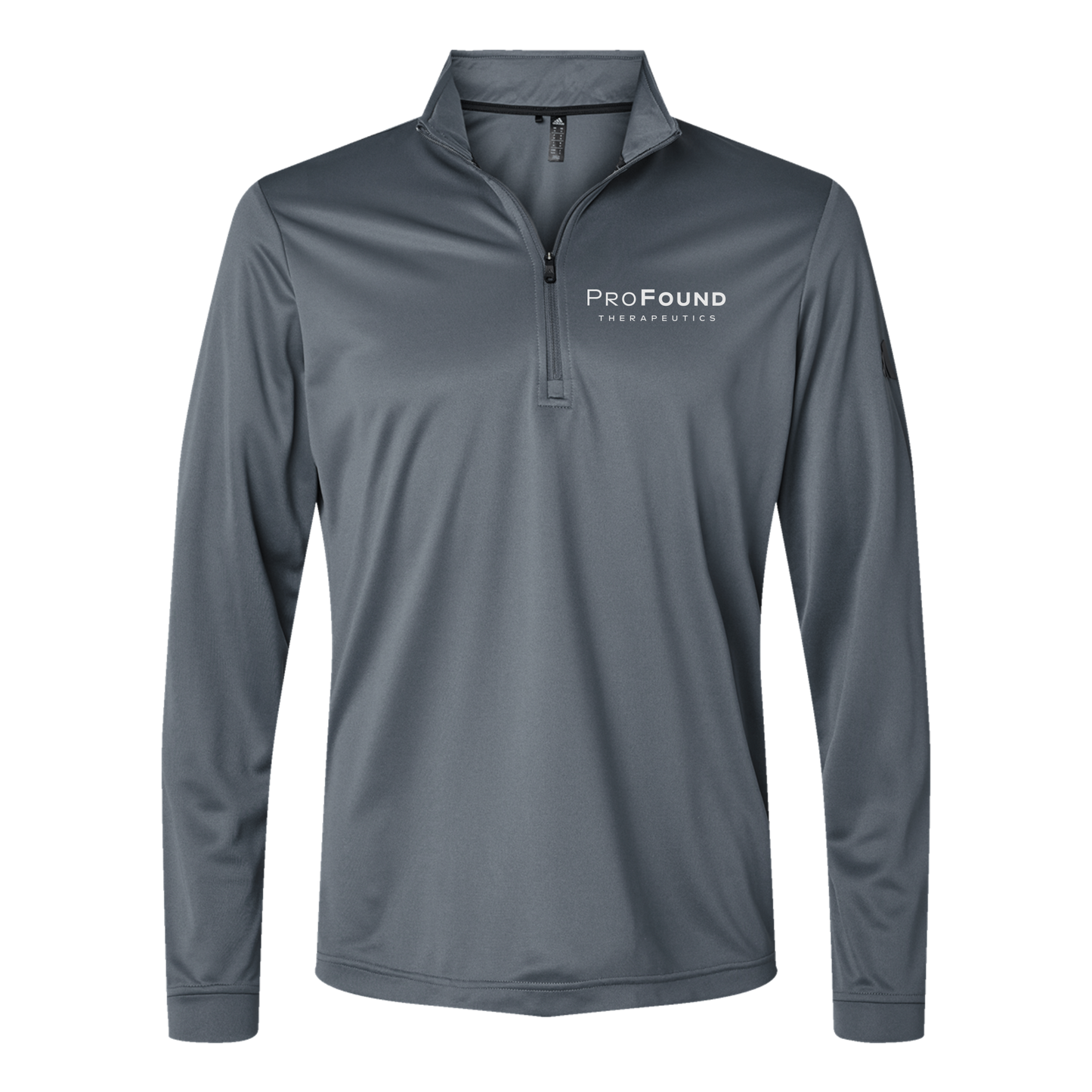 profoundtx-adidas-quarter-zip-embroidery-leftchest-A401-onix-flat-front