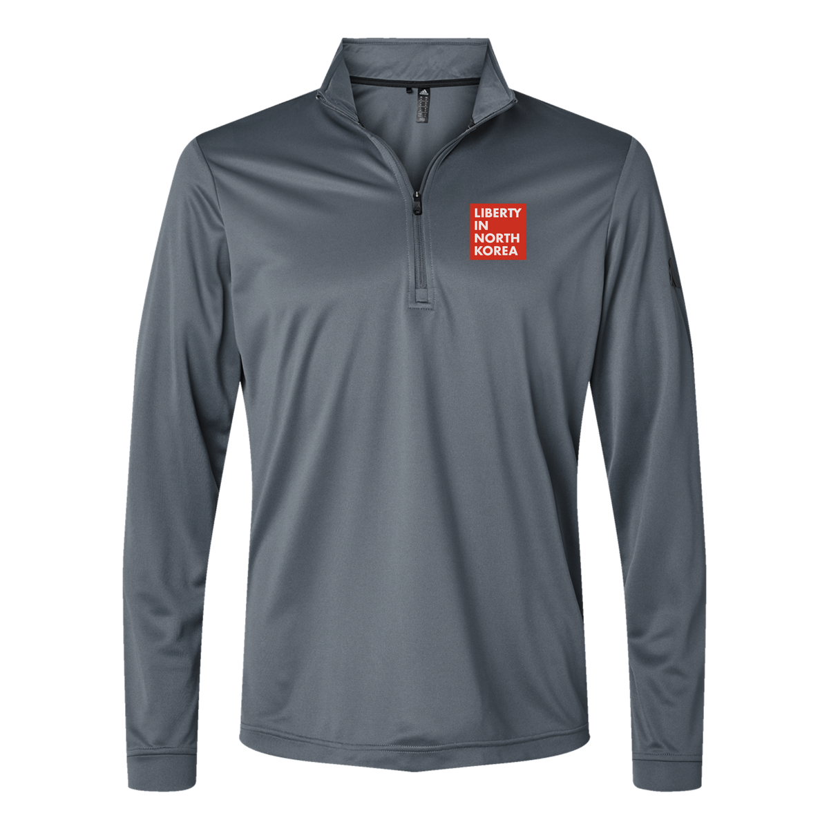 libertyinnorthkorea-adidas-quarter-zip-embroidery-leftchest-A401-onix-flat-front