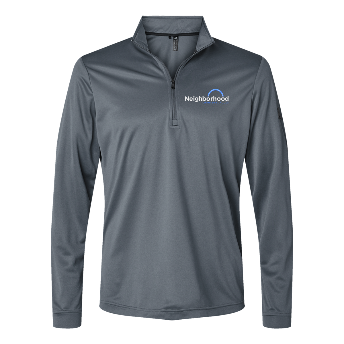 ncschools-adidas-quarter-zip-embroidery-leftchest-A401-onix-flat-front