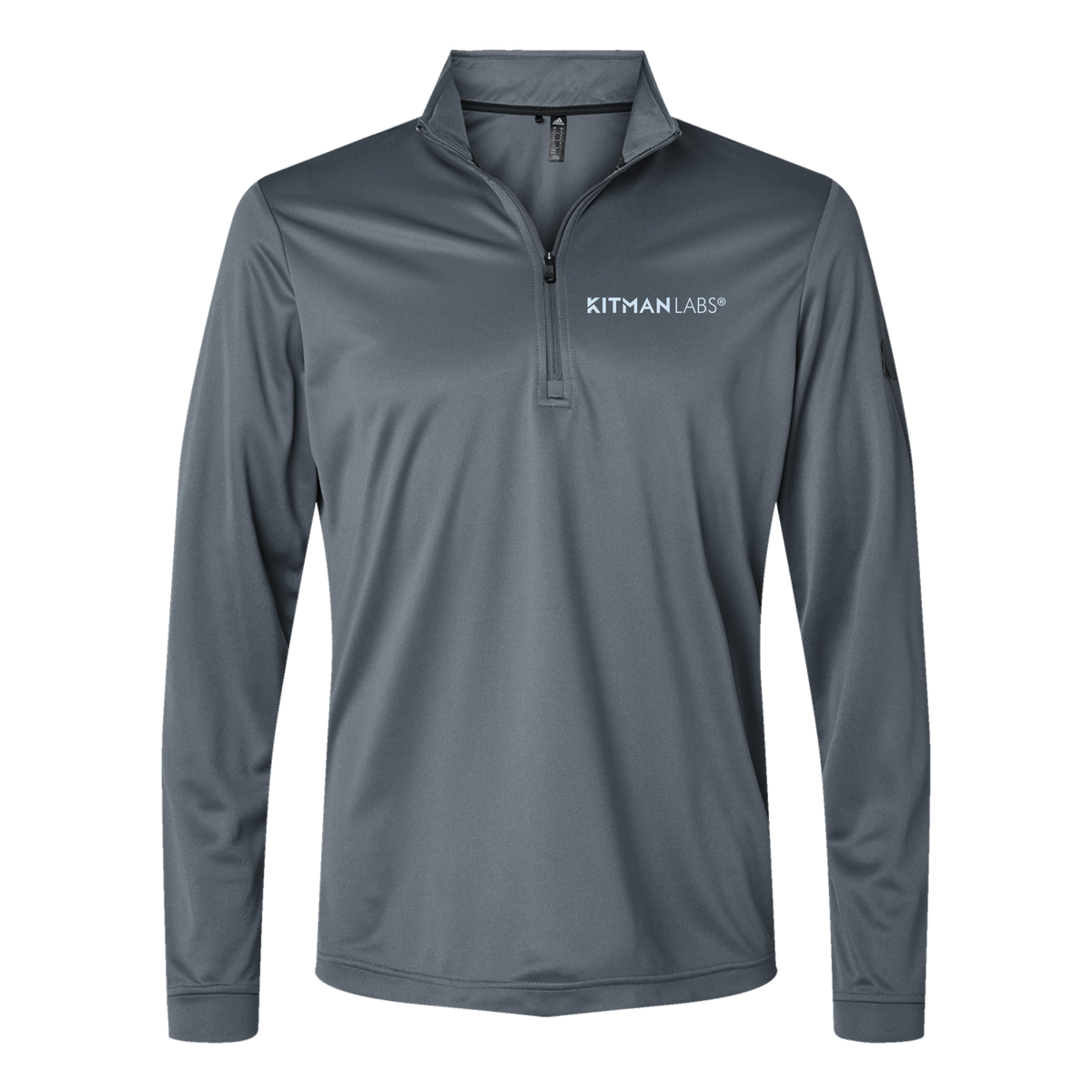 kitmanlabs-adidas-quarter-zip-embroidery-leftchest-A401-onix-flat-front