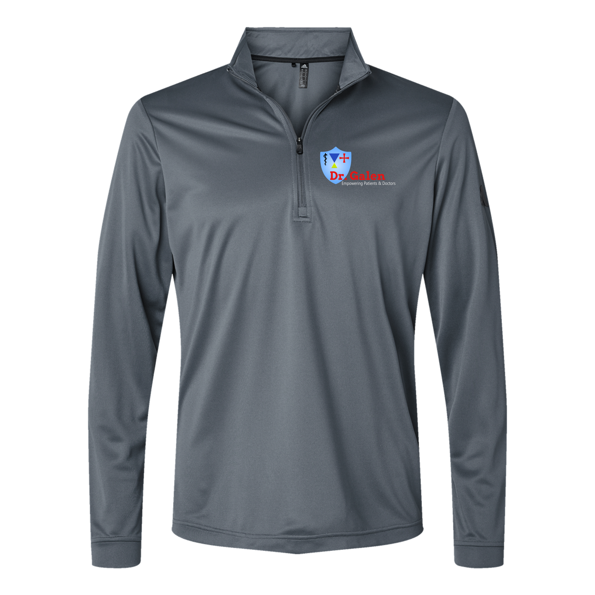 drgalen-adidas-quarter-zip-embroidery-leftchest-A401-onix-flat-front