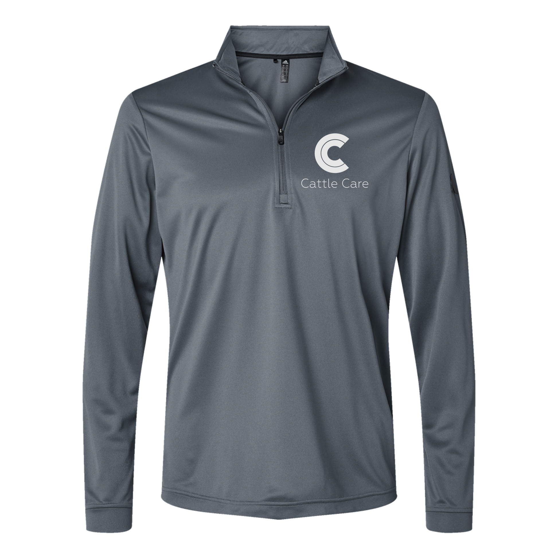 cattle-care-adidas-quarter-zip-embroidery-leftchest-A401-onix-flat-front