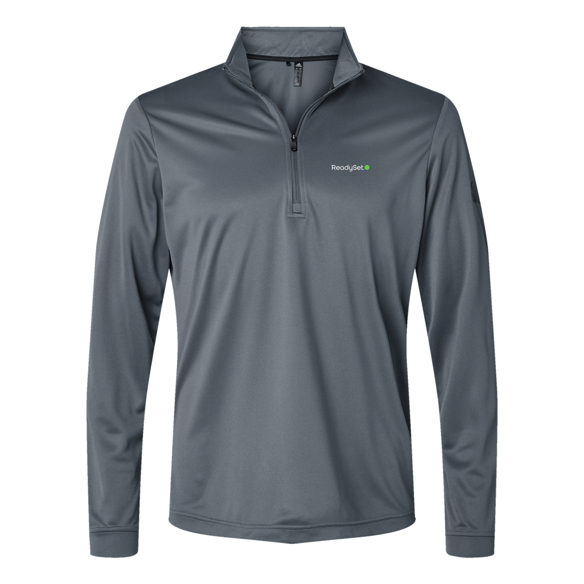 readysetsurgical-adidas-quarter-zip-embroidery-leftchest-A401-onix-flat-front