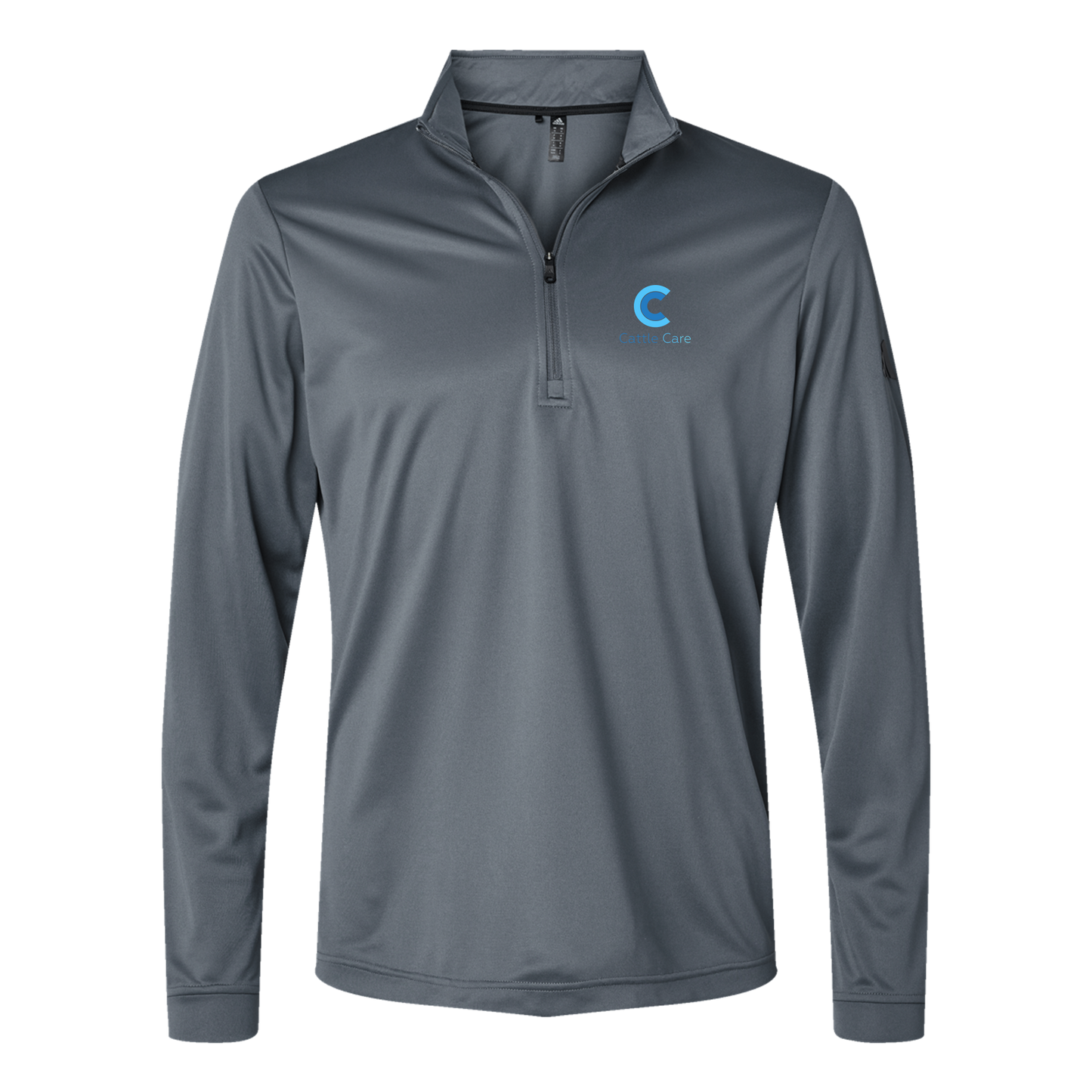cattle-care-adidas-quarter-zip-embroidery-leftchest-A401-onix-flat-front