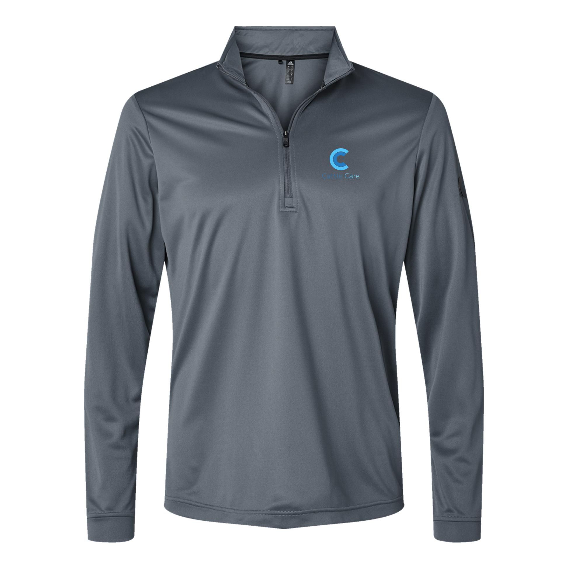 cattle-care-adidas-quarter-zip-embroidery-leftchest-A401-onix-flat-front