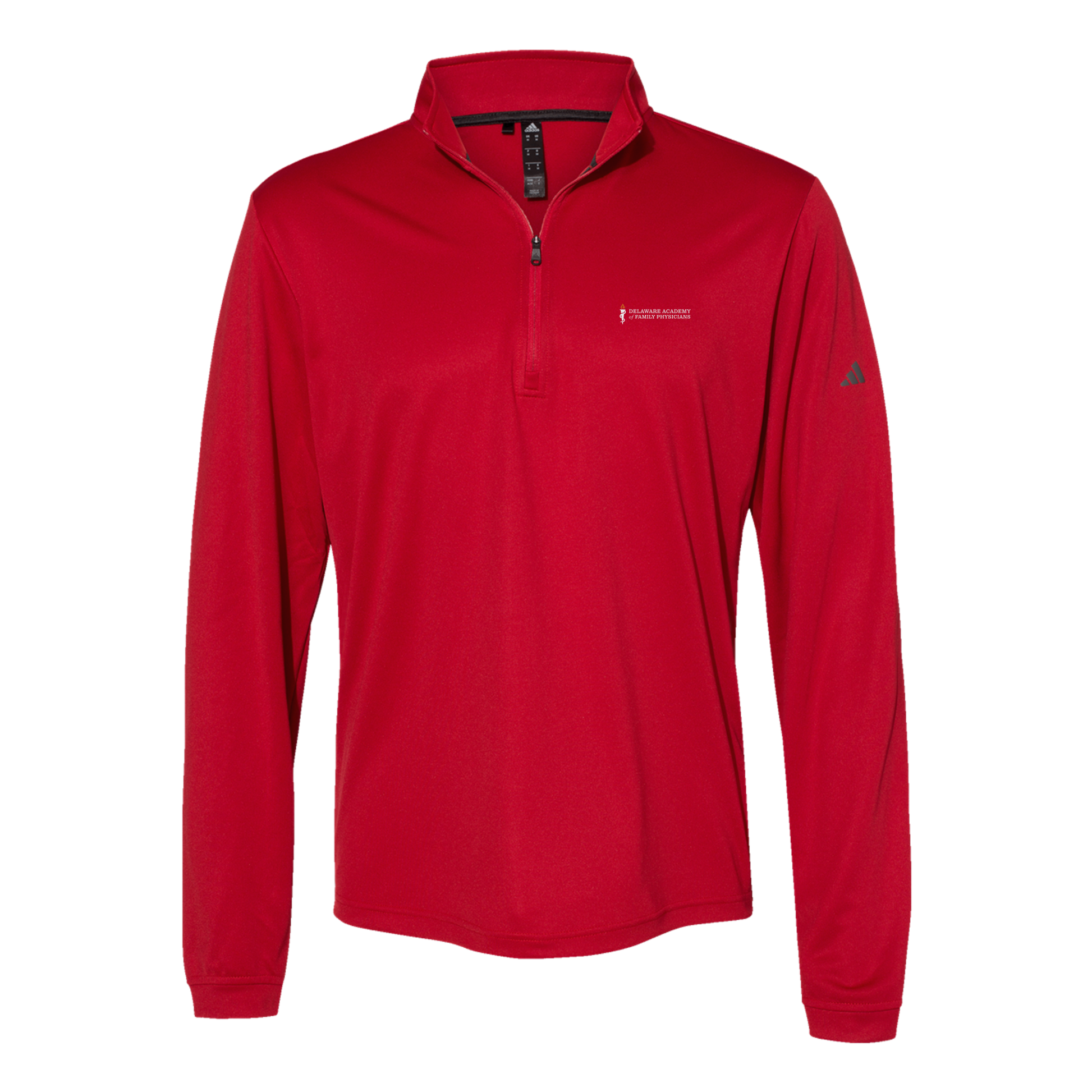 delfamdoc-adidas-quarter-zip-embroidery-leftchest-A401-powerred-flat-front