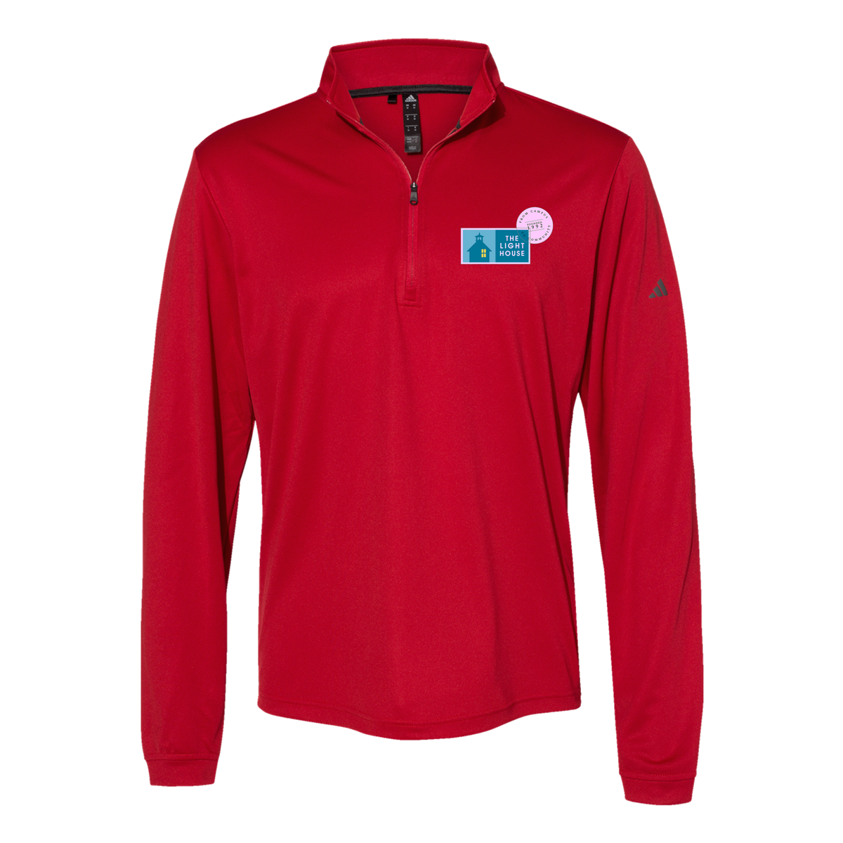 lhcampus-adidas-quarter-zip-embroidery-leftchest-A401-powerred-flat-front