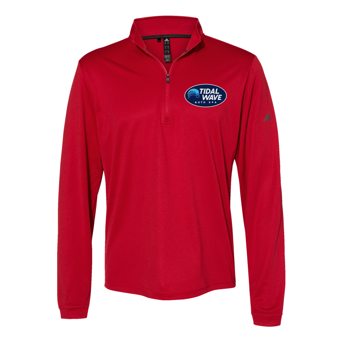tidalwaveautospa-adidas-quarter-zip-embroidery-leftchest-A401-powerred-flat-front