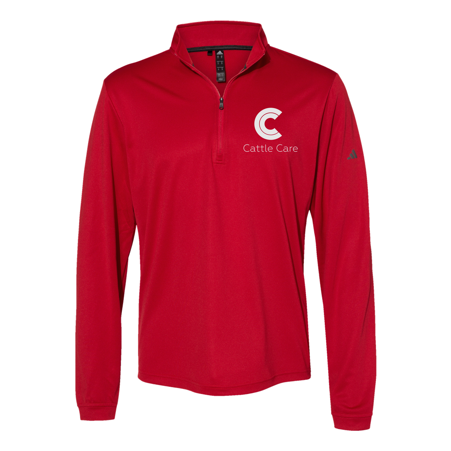 cattle-care-adidas-quarter-zip-embroidery-leftchest-A401-powerred-flat-front