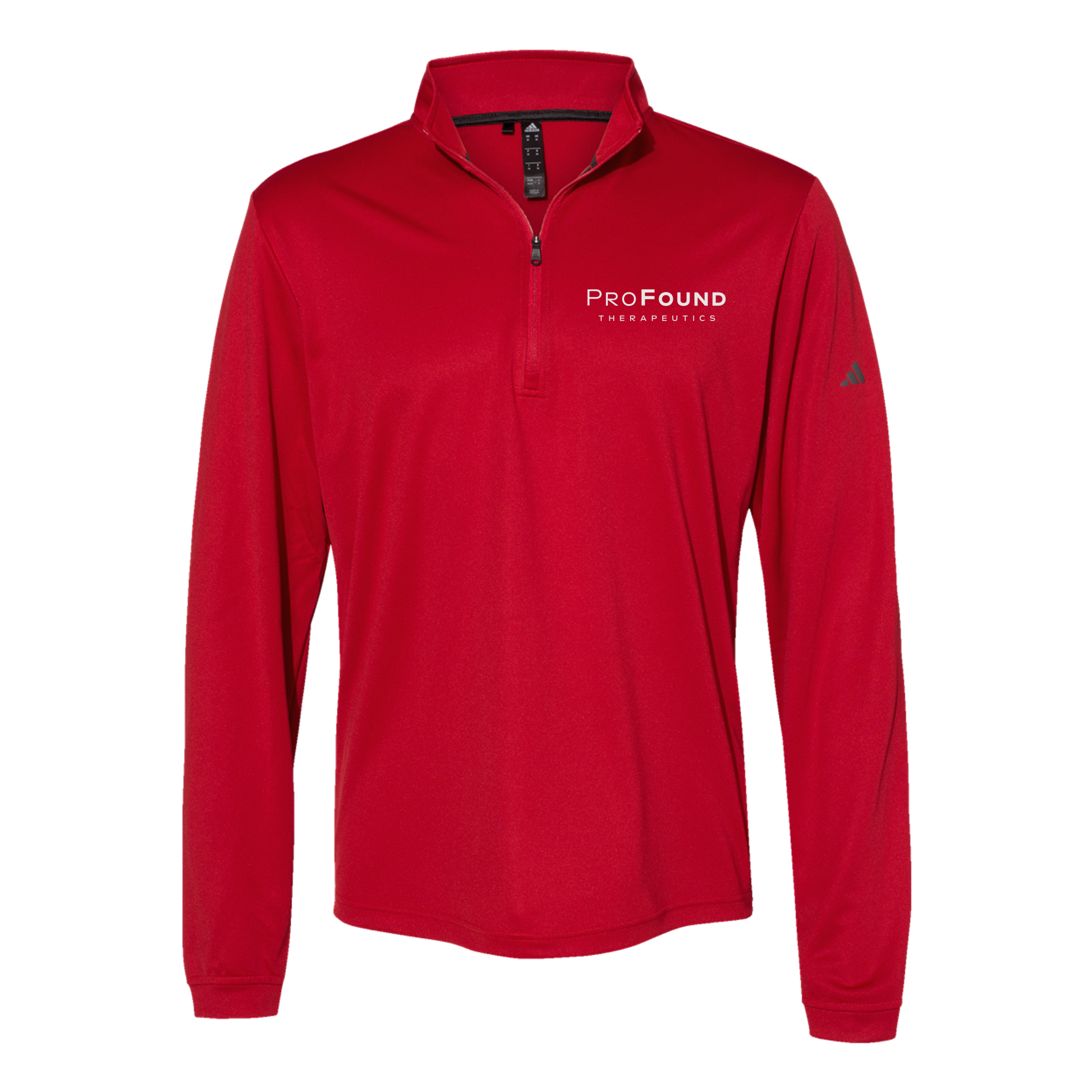 profoundtx-adidas-quarter-zip-embroidery-leftchest-A401-powerred-flat-front