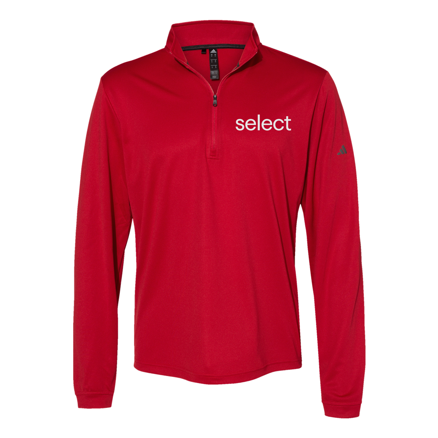 meetselect-adidas-quarter-zip-embroidery-leftchest-A401-powerred-flat-front