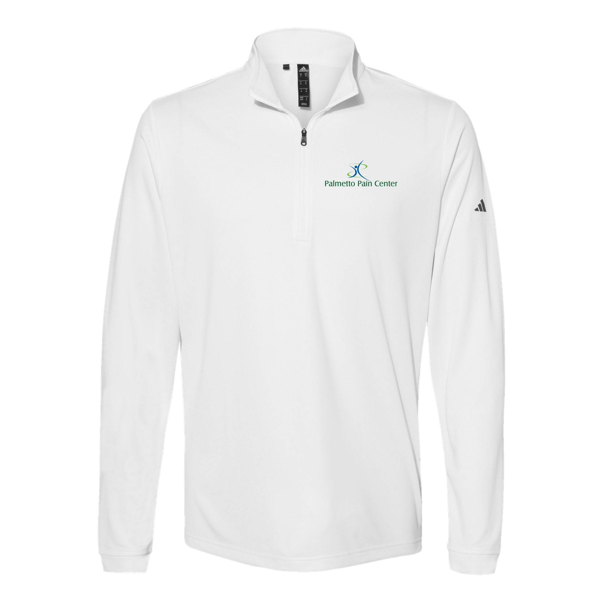 palmetto-pain-center-adidas-quarter-zip-embroidery-leftchest-A401-white-flat-front