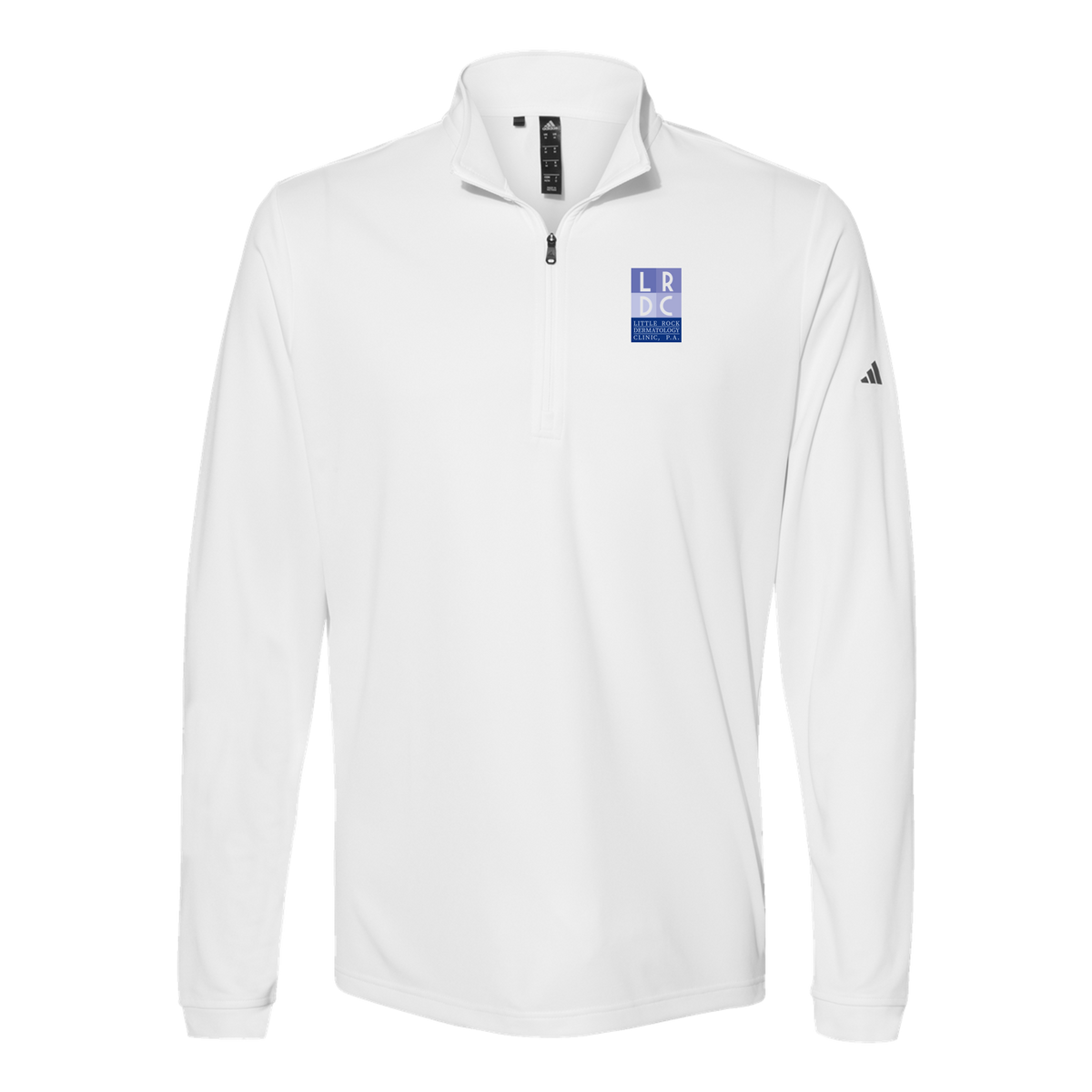 littlerockdermatology-adidas-quarter-zip-embroidery-leftchest-A401-white-flat-front