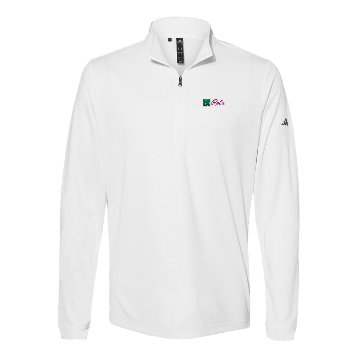 cinemarole-adidas-quarter-zip-embroidery-leftchest-A401-white-flat-front